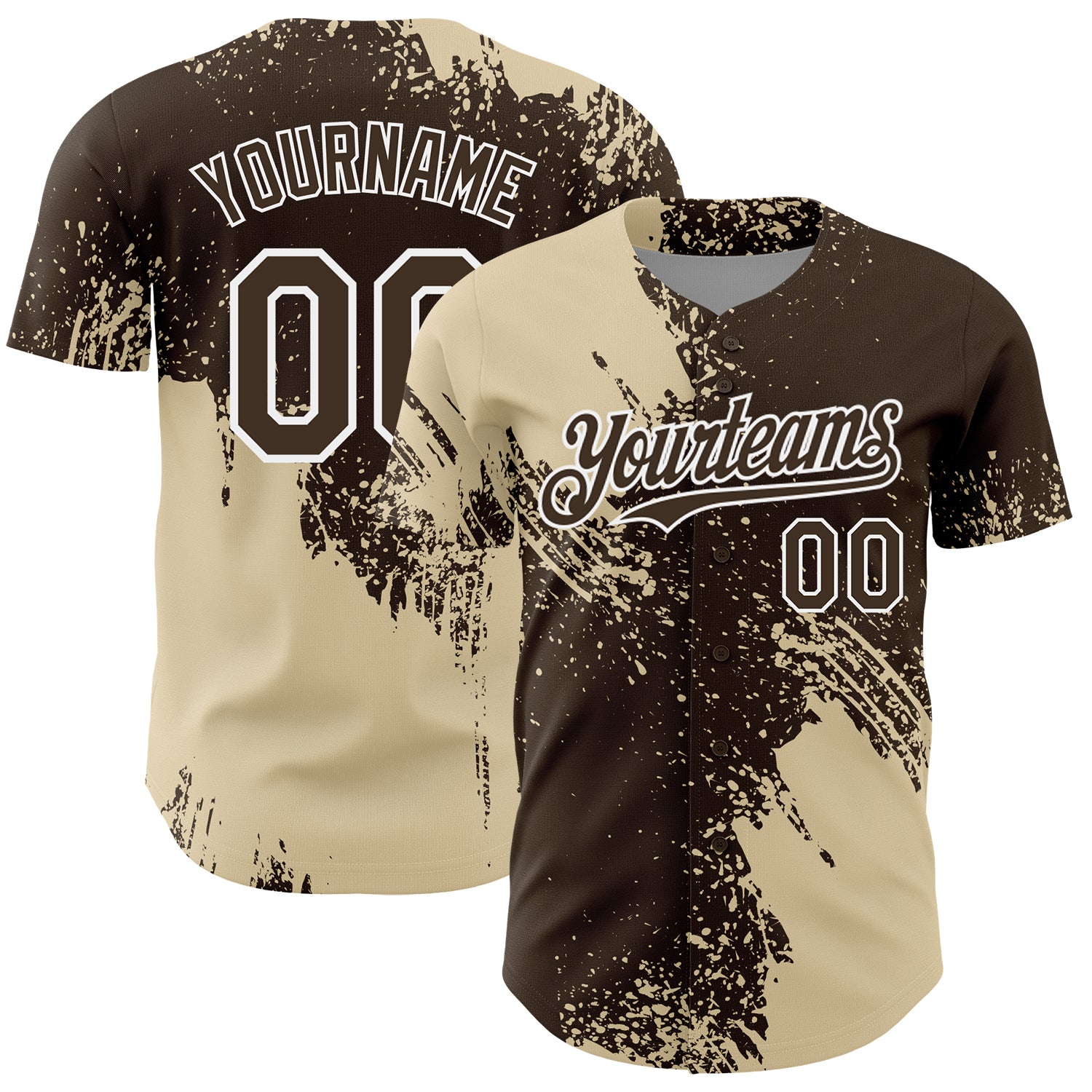 Mckenzieshoponline Cream Brown White 3D Pattern Design Abstract Brush Stroke Personalized Baseball Jersey For Fans