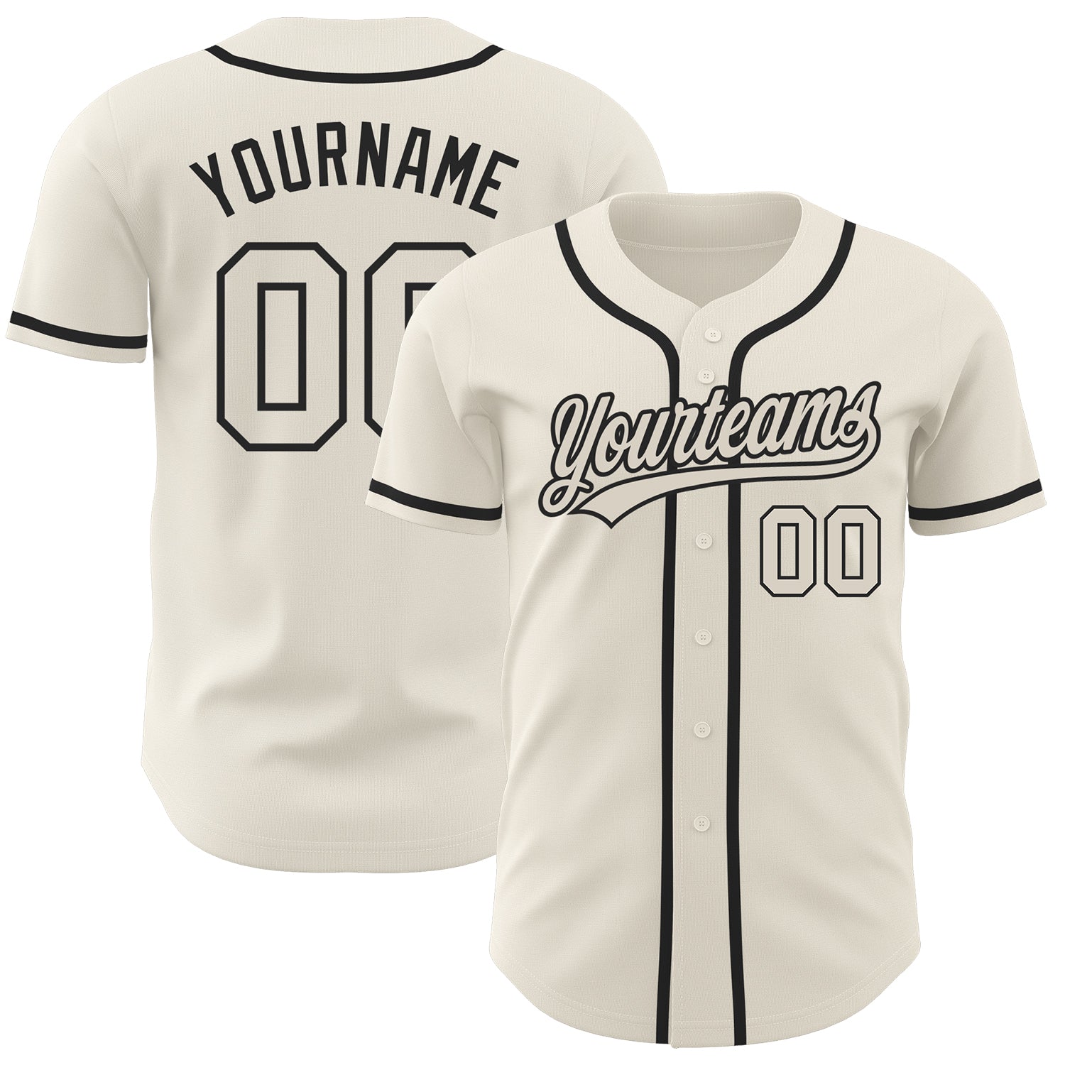 Jerseytrend Cream Cream Black Personalized Baseball Jersey For Fans