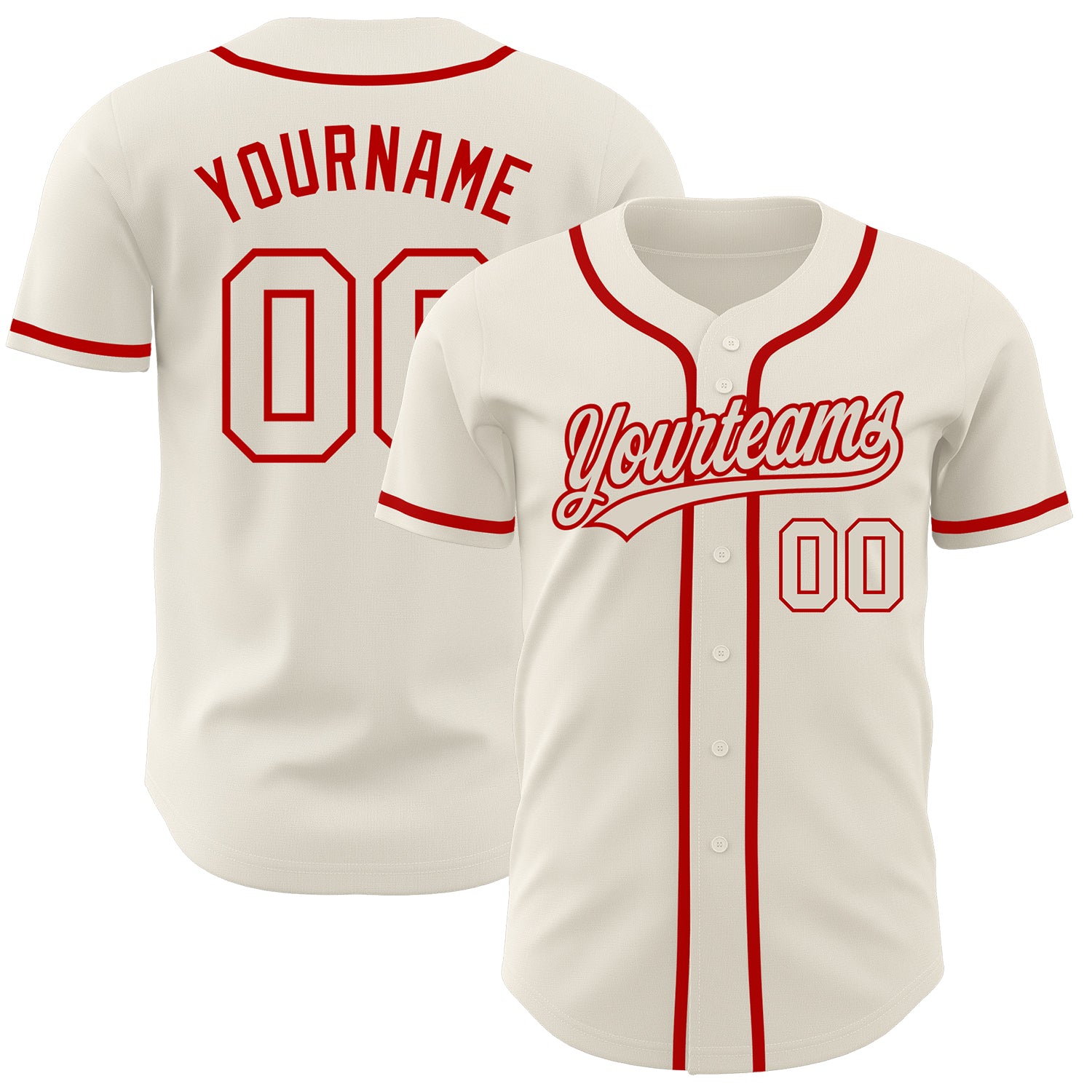 Jerseytrend Cream Cream Red Personalized Baseball Jersey For Fans