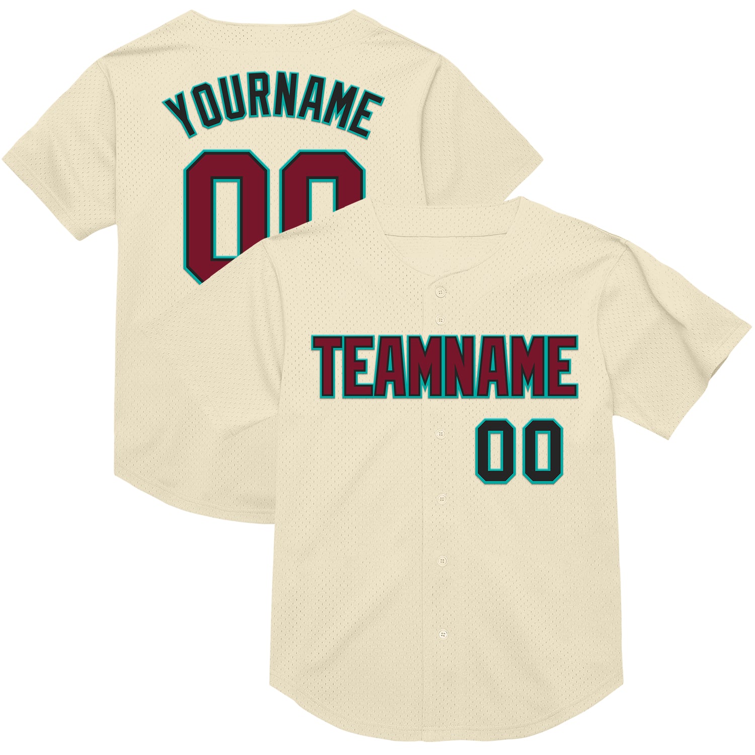 Mckenzieshoponline Cream Crimson Black Aqua Mesh Throwback Personalized Baseball Jersey For Fans