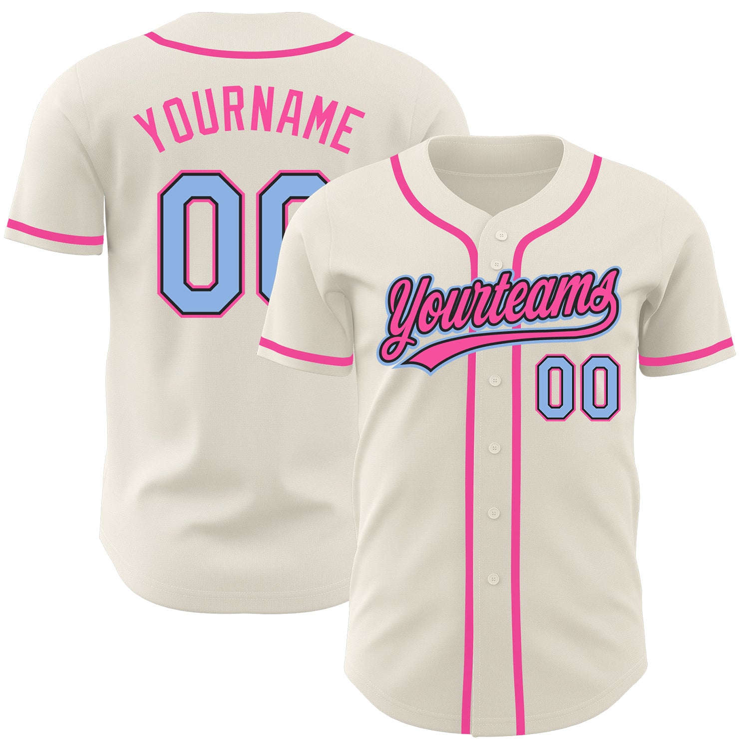 Jerseytrend Cream Light Blue Black Pink Personalized Baseball Jersey For Fans