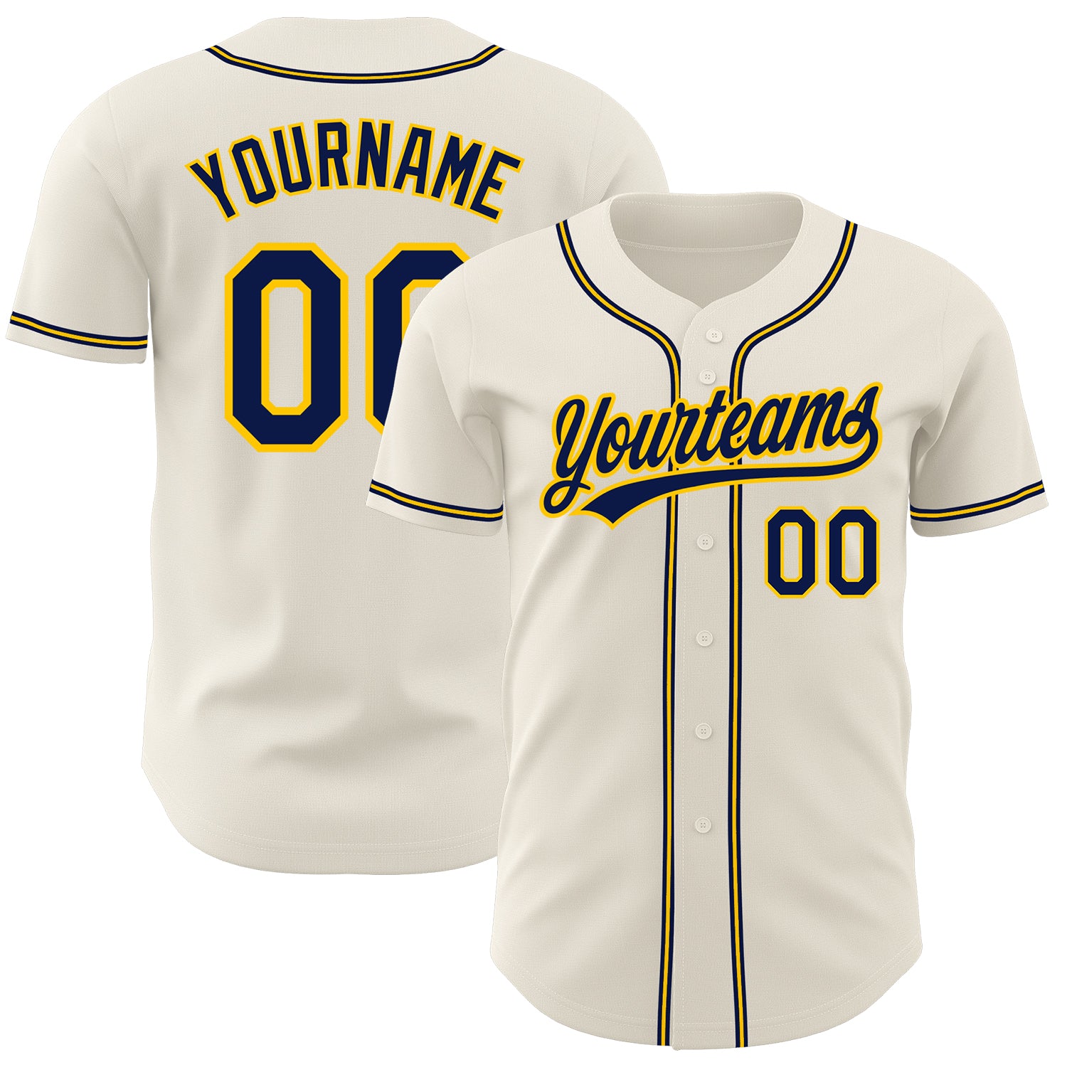 Jerseytrend Cream Navy Gold Personalized Baseball Jersey For Fans