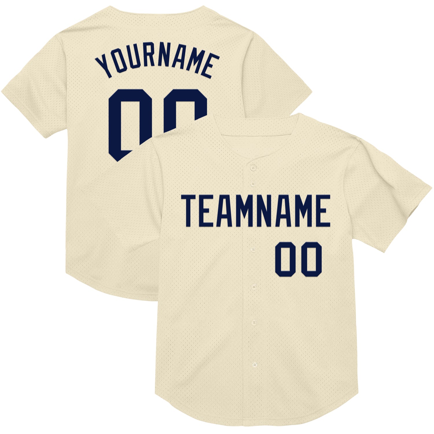 Mckenzieshoponline Cream Navy Mesh Throwback Personalized Baseball Jersey For Fans