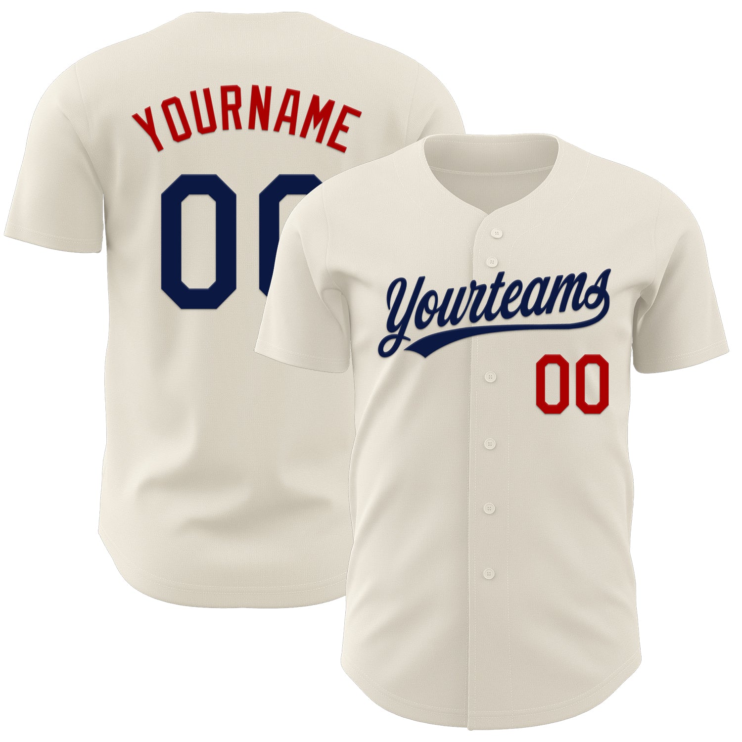 Mckenzieshoponline Cream Navy Red Personalized Baseball Jersey For Fans