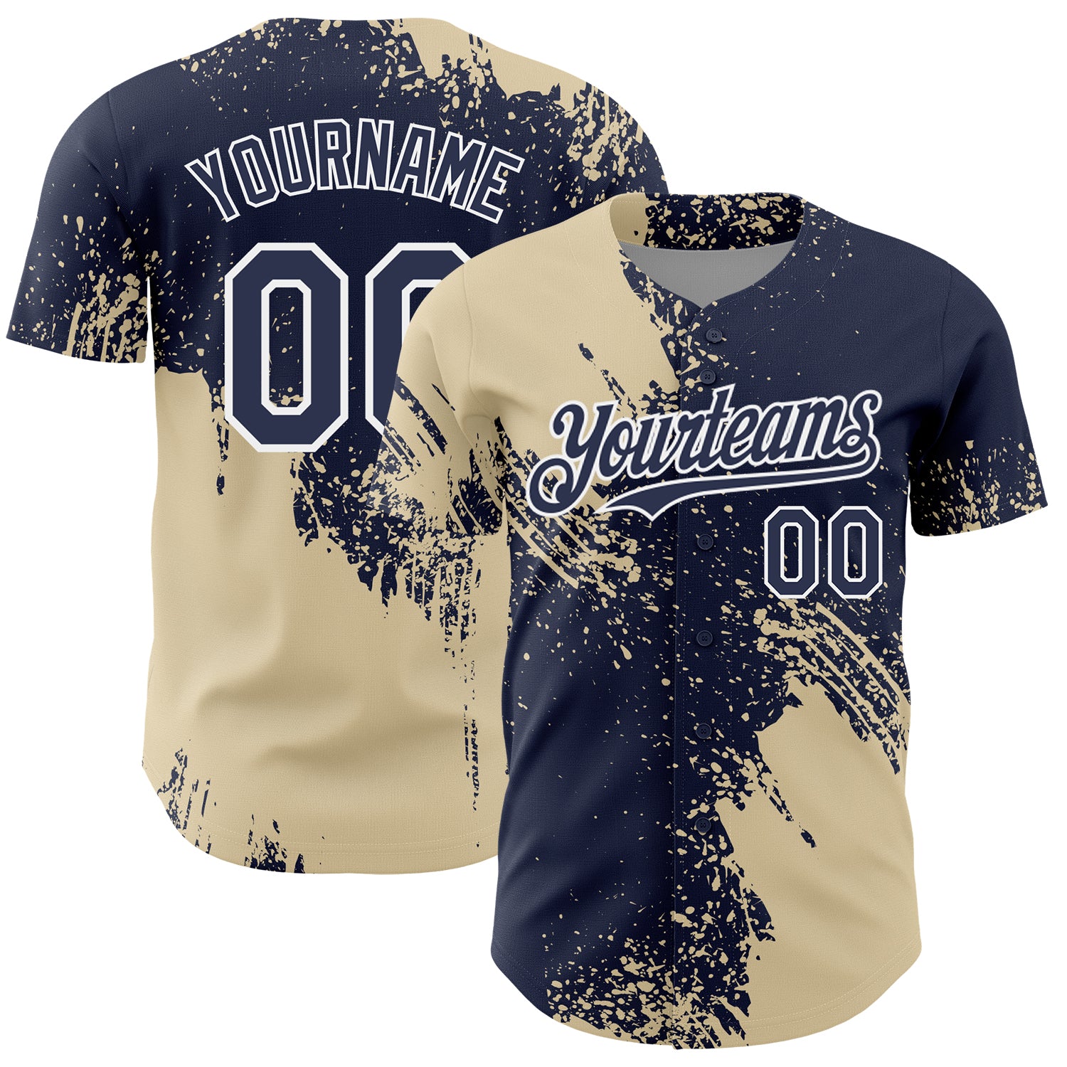 Mckenzieshoponline Cream Navy White 3D Pattern Design Abstract Brush Stroke Personalized Baseball Jersey For Fans