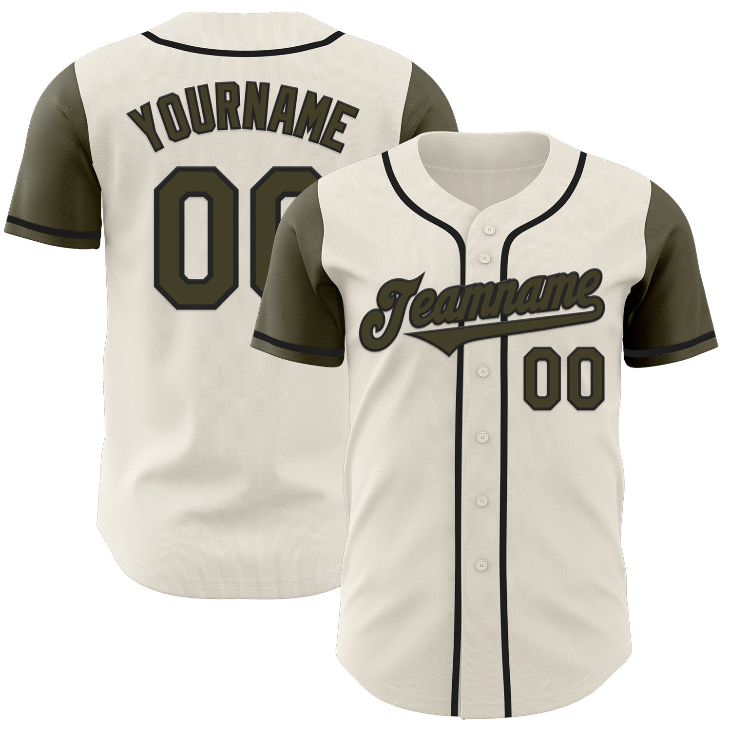 Jerseytrend Cream Olive Black Two Tone Personalized Baseball Jersey For Fans