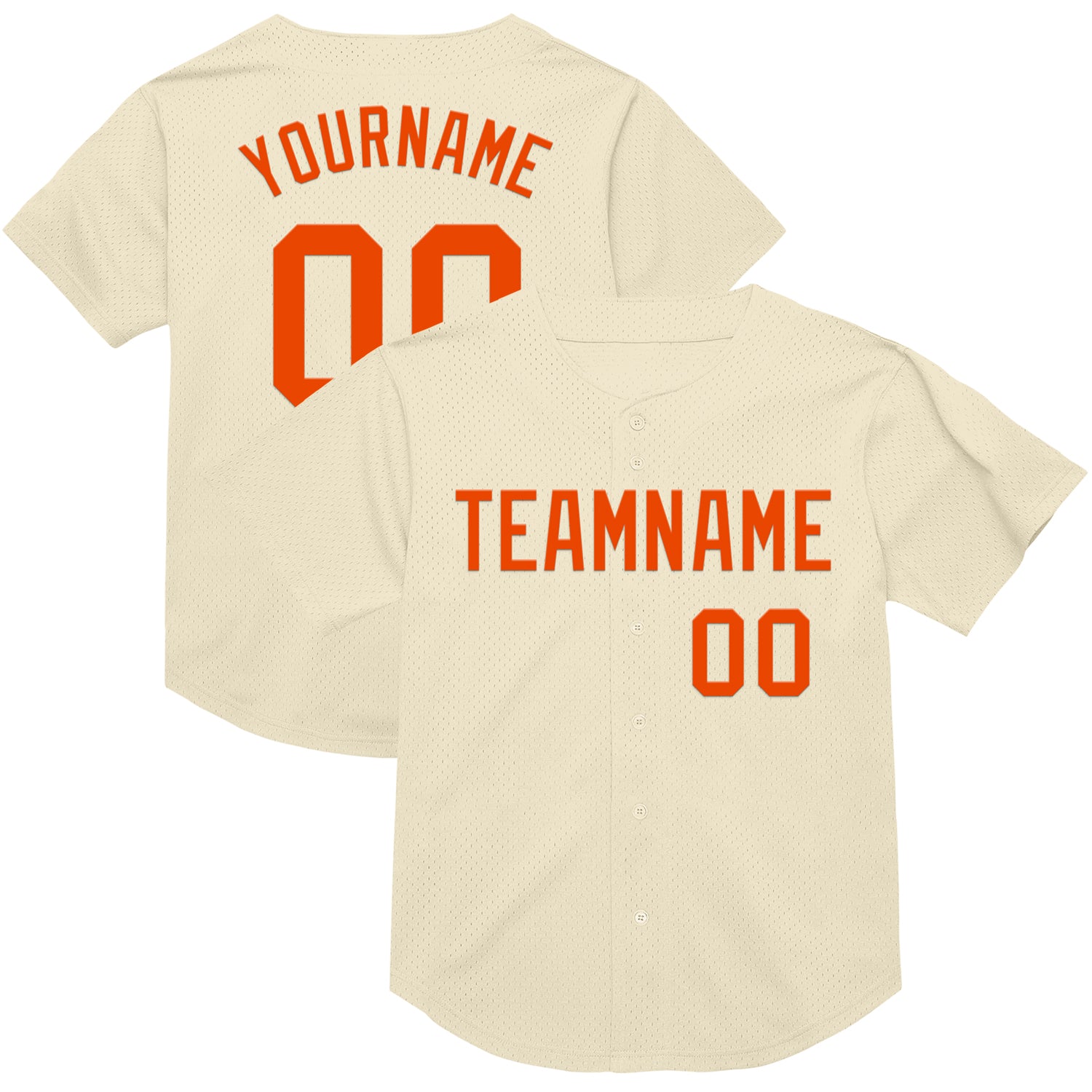 Mckenzieshoponline Cream Orange Mesh Throwback Personalized Baseball Jersey For Fans