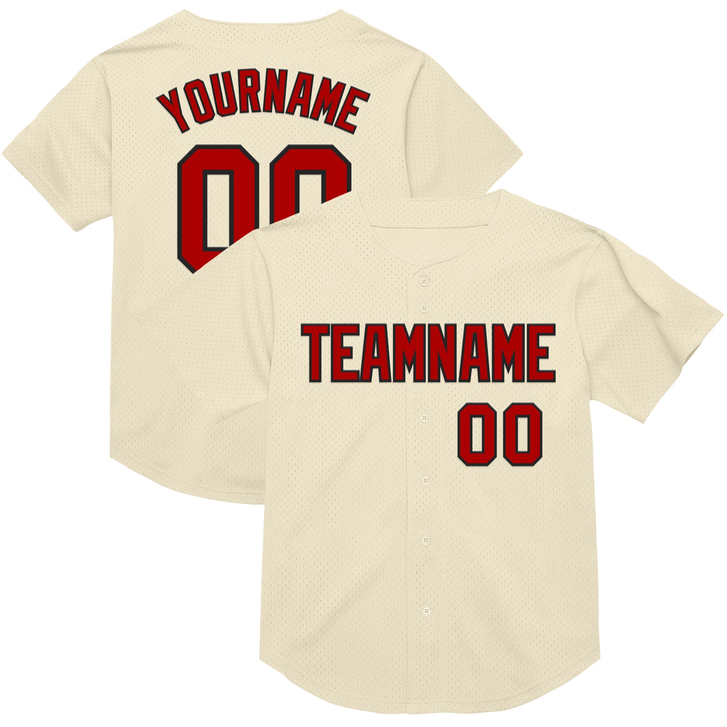 Mckenzieshoponline Cream Red Black Mesh Throwback Personalized Baseball Jersey For Fans