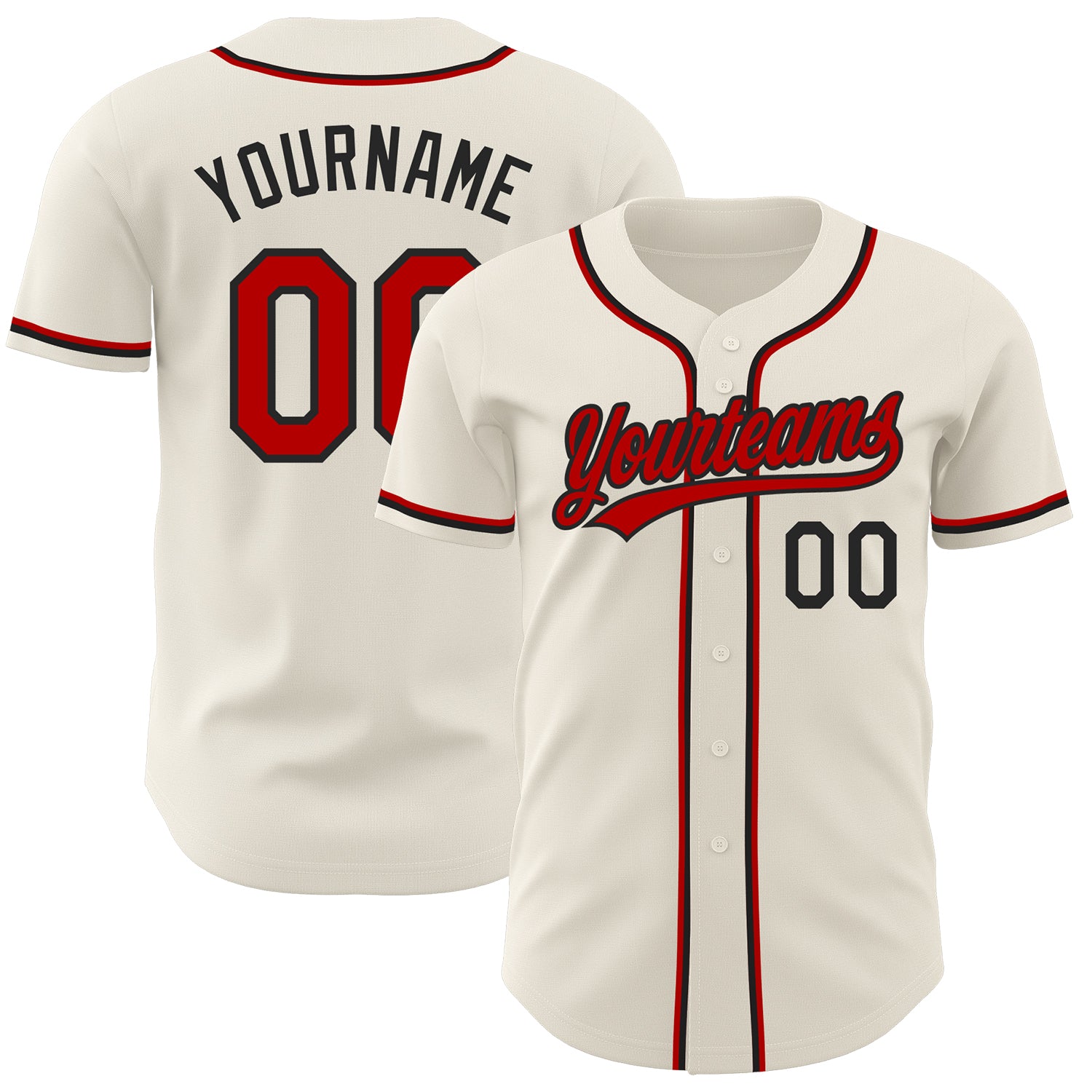 Jerseytrend Cream Red Black Personalized Baseball Jersey For Fans
