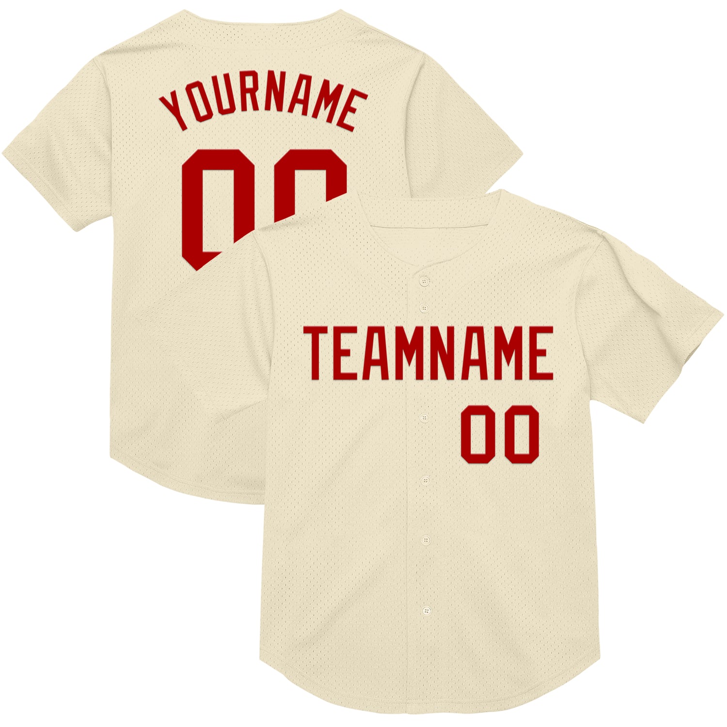 Mckenzieshoponline Cream Red Mesh Throwback Personalized Baseball Jersey For Fans
