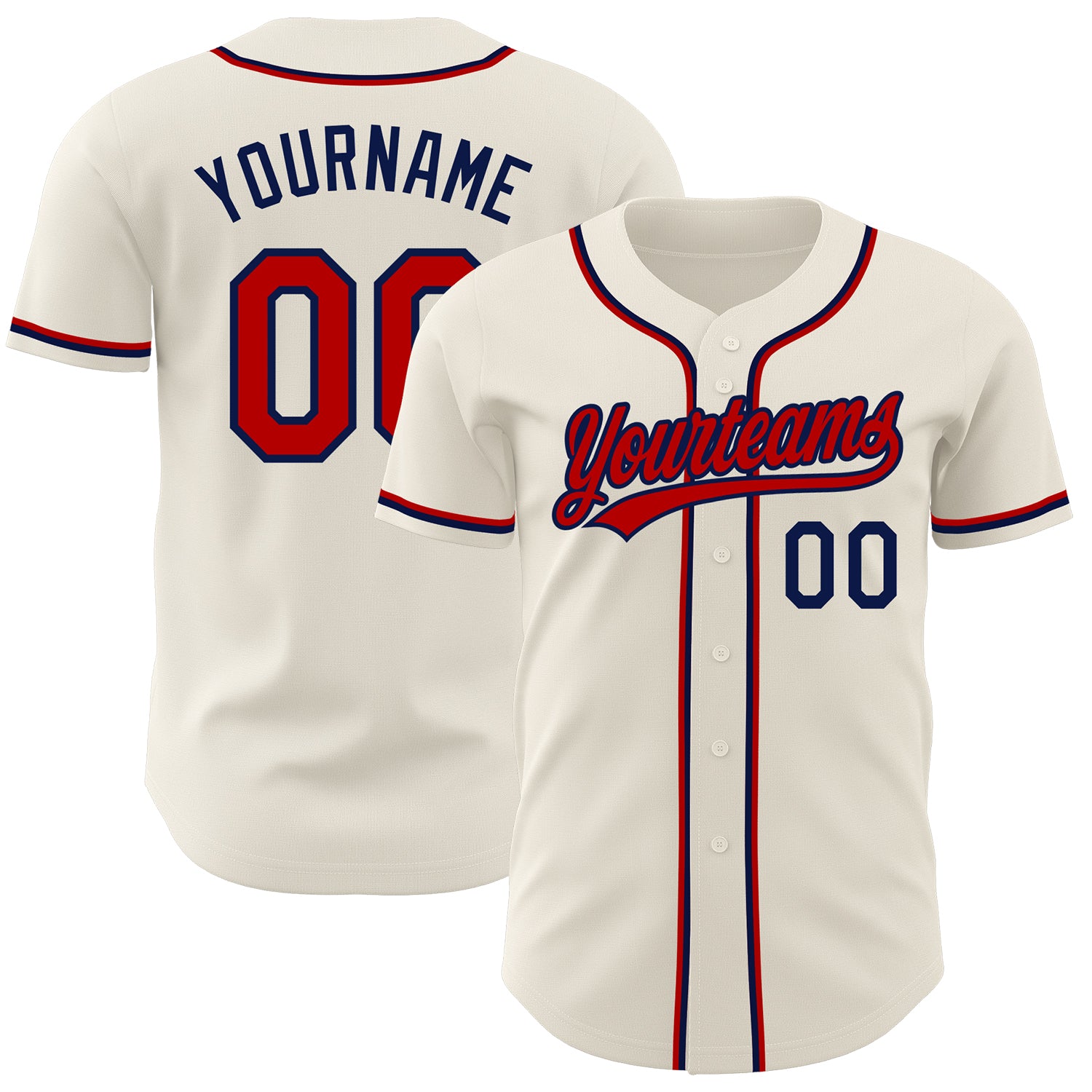 Jerseytrend Cream Red Navy Personalized Baseball Jersey For Fans