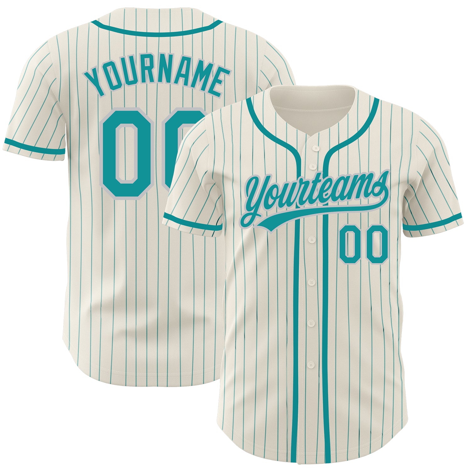 Jerseytrend Cream Teal Pinstripe Teal Gray Personalized Baseball Jersey For Fans