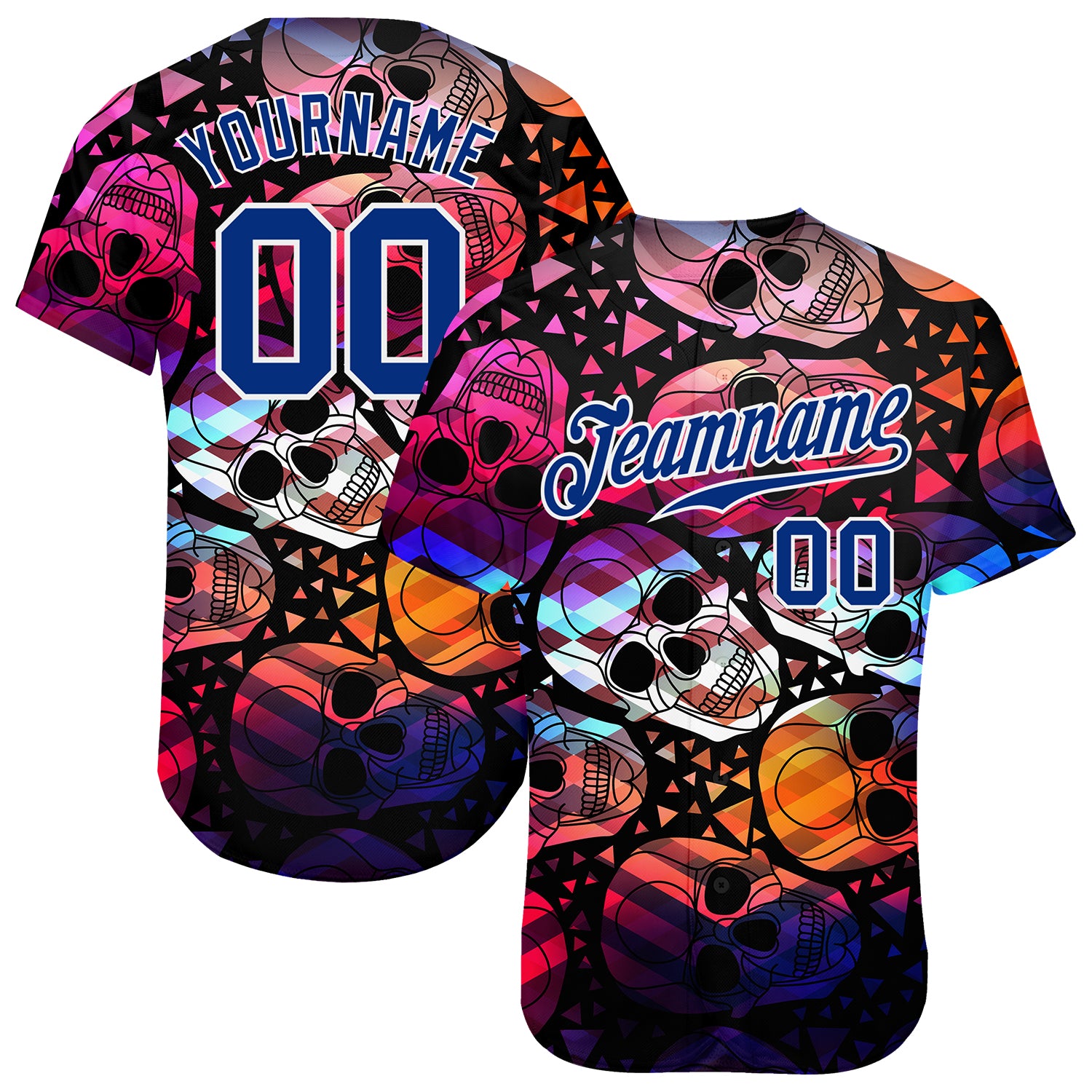 Jerseytrend Custom 3D Pattern Halloween Skulls Authentic Baseball Jersey For Fans