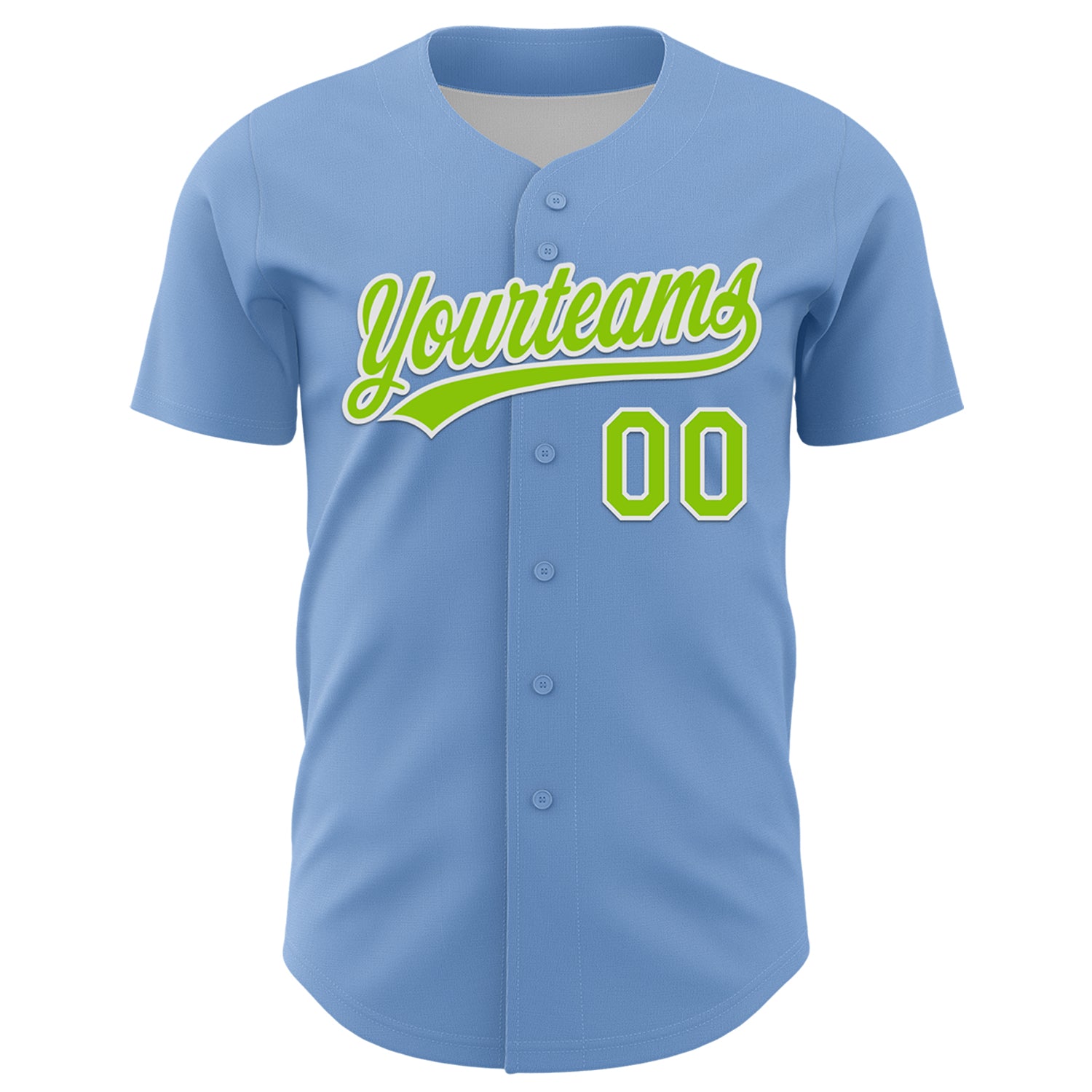 Jerseytrend Custom Light Blue Neon Green-White 3D Funny Christmas Authentic Personalized Baseball Jersey For Fans - Image 2