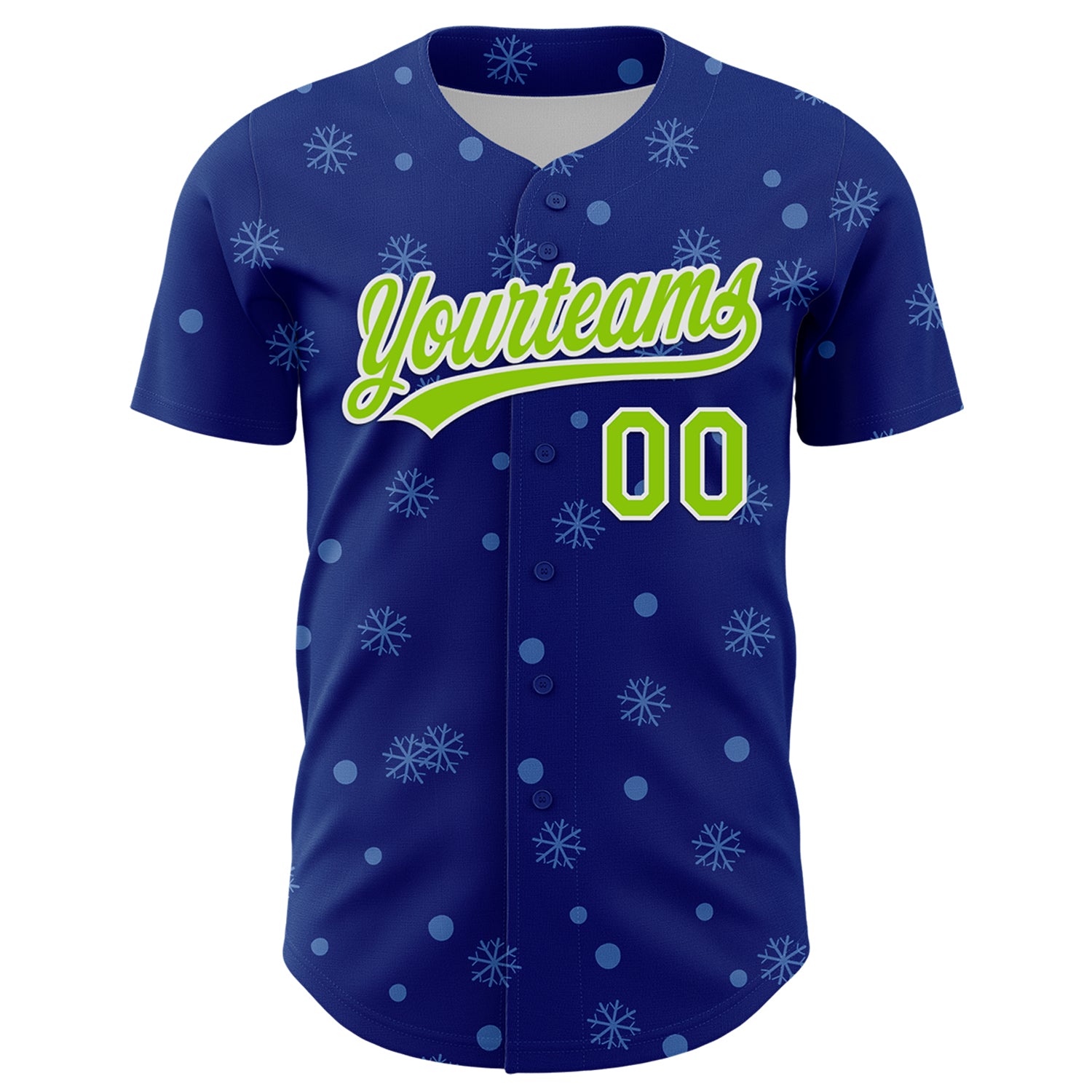 Jerseytrend Custom Royal Neon Green-White 3D Funny Christmas Authentic Personalized Baseball Jersey For Fans - Image 2