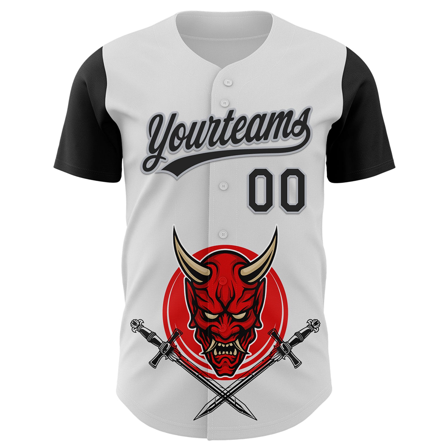 Jerseytrend Custom White Black-Gray 3D Pattern Halloween Skull Authentic Baseball Jersey For Fans - Image 2