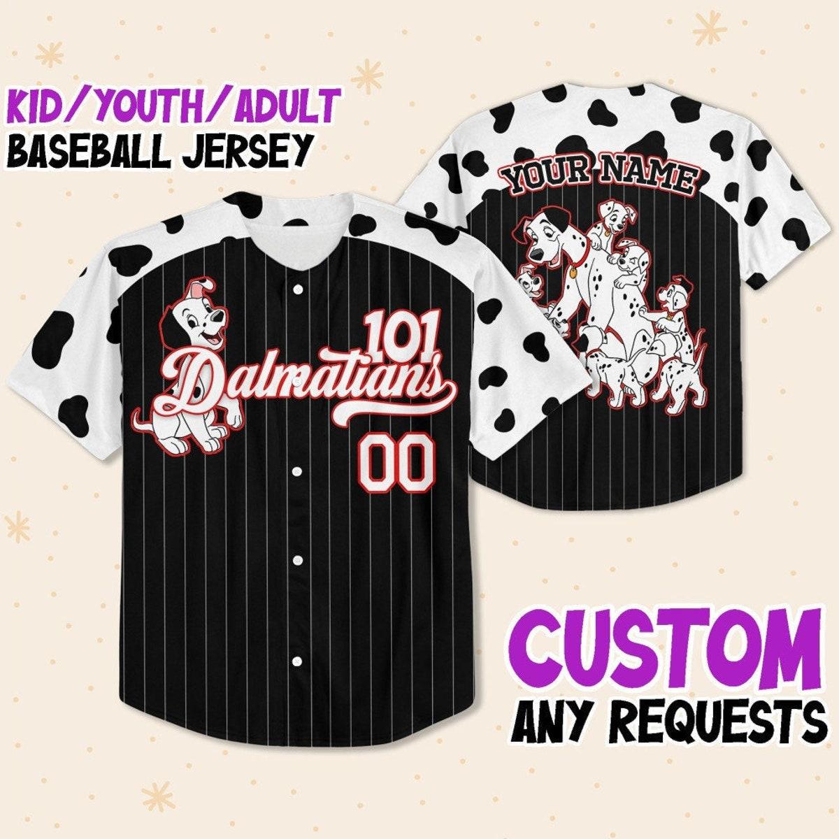 Mckenzieshoponline Disney 101 Dalmatians Spot Border Personalized Baseball Jersey For Fans