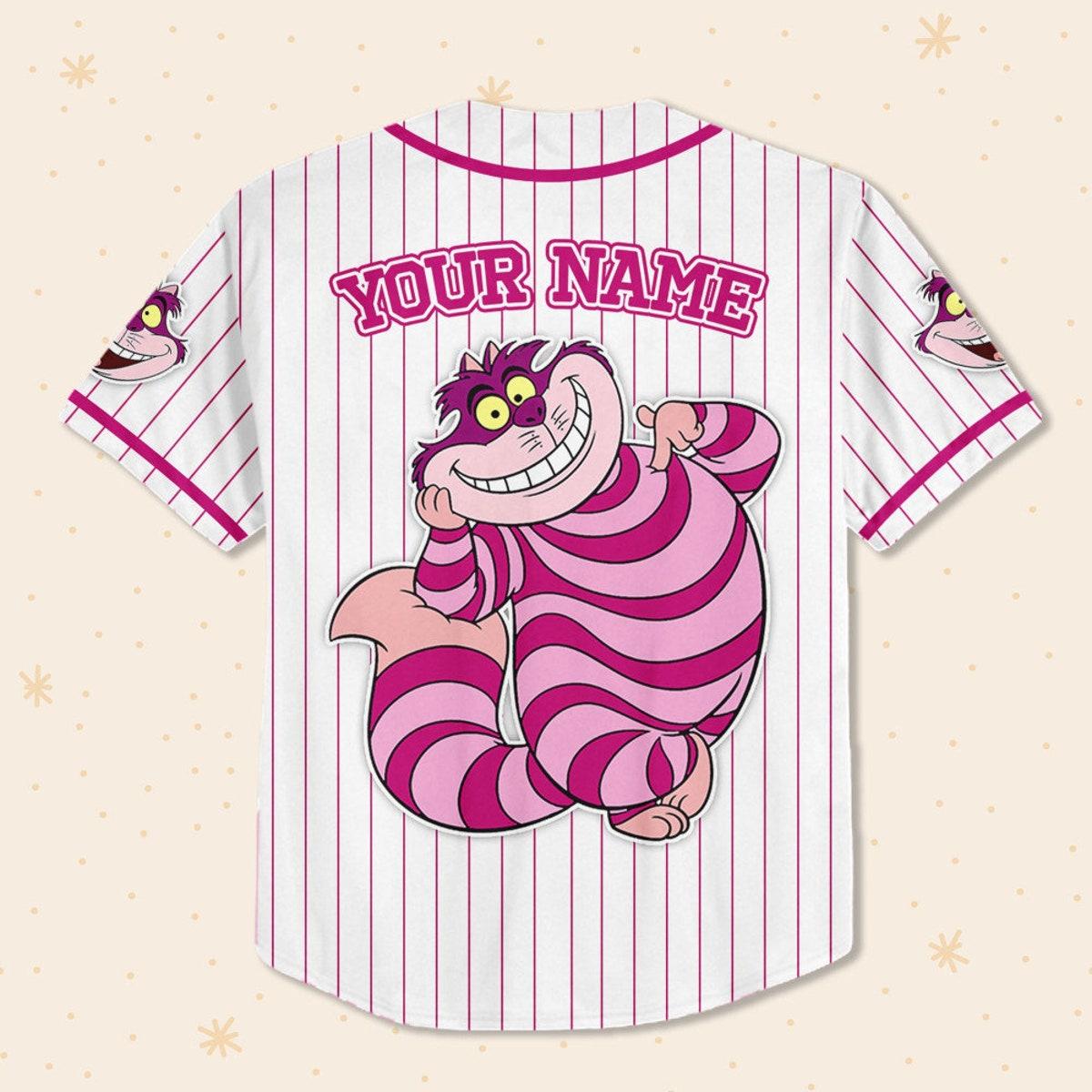 Mckenzieshoponline Disney Alice In Wonderland Cheshire Simple Stripe Personalized Baseball Jersey For Fans - Image 4