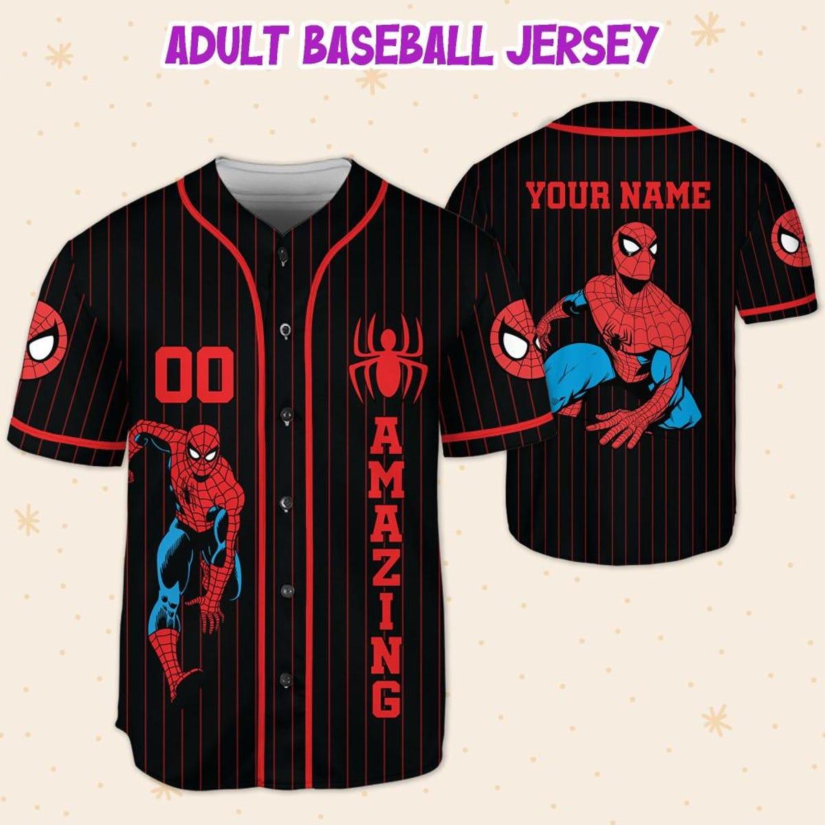 Mckenzieshoponline Disney Amazing Spider Man Black Striped Personalized Baseball Jersey For Fans - Image 6