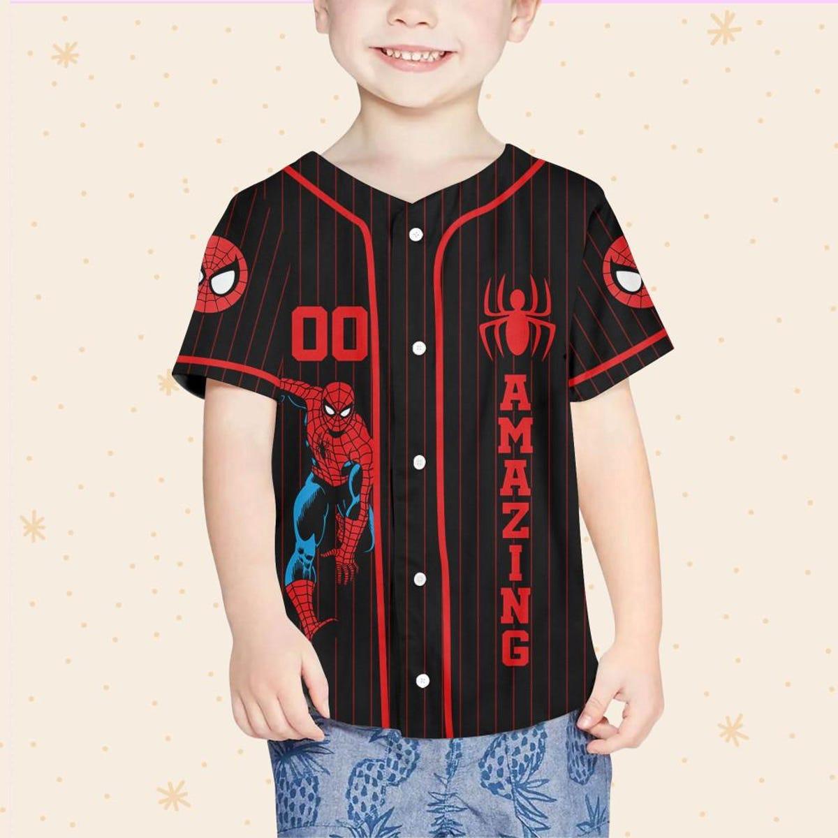 Mckenzieshoponline Disney Amazing Spider Man Black Striped Personalized Baseball Jersey For Fans - Image 5