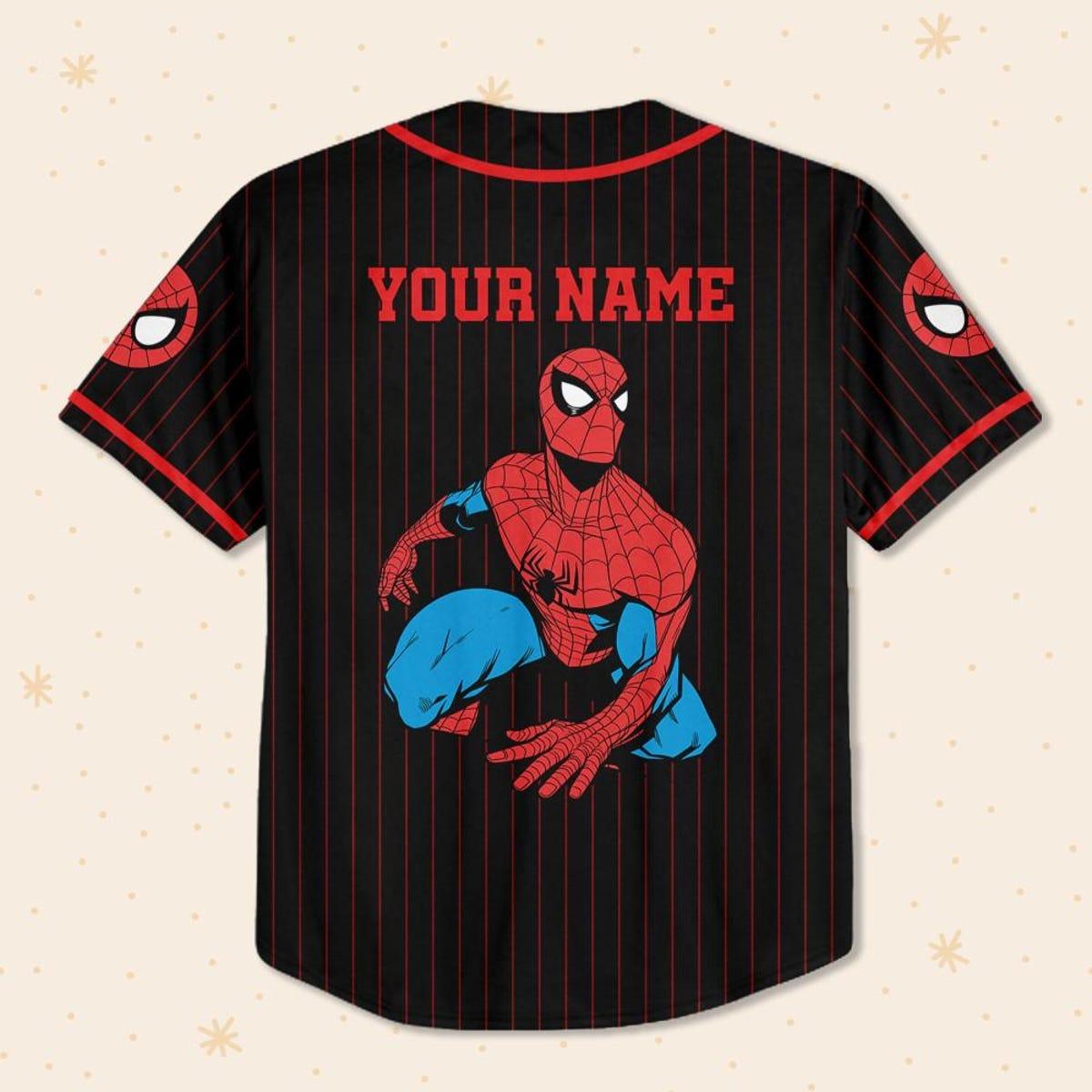 Mckenzieshoponline Disney Amazing Spider Man Black Striped Personalized Baseball Jersey For Fans - Image 4