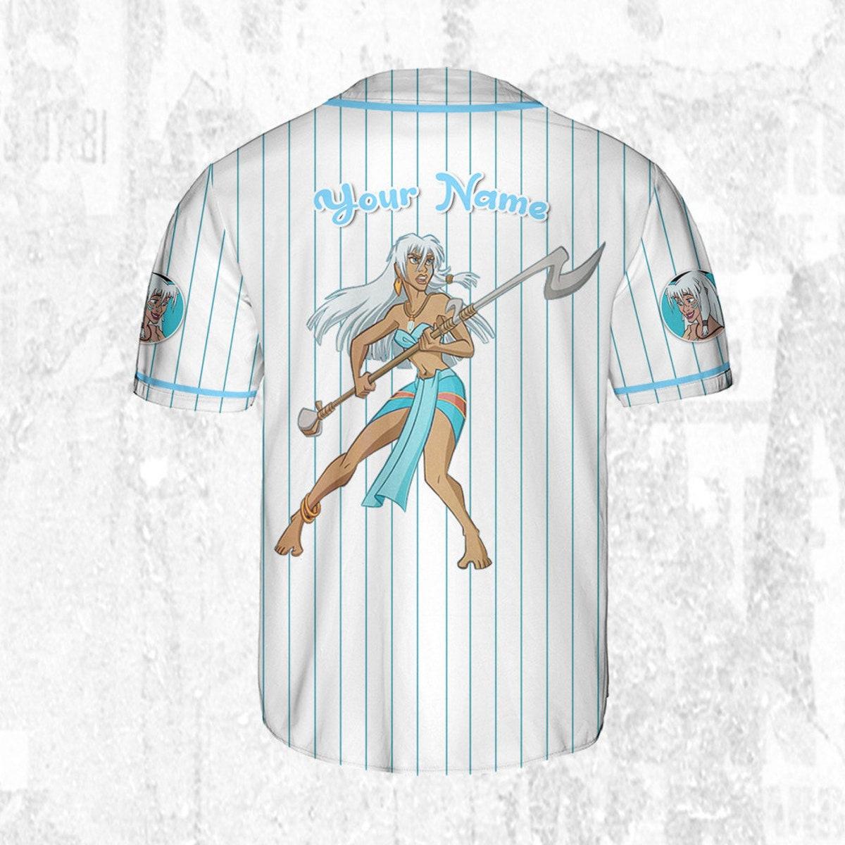 Mckenzieshoponline Disney Atlantis Princess Kida Nedakh White Cyan Personalized Baseball Jersey For Fans - Image 5