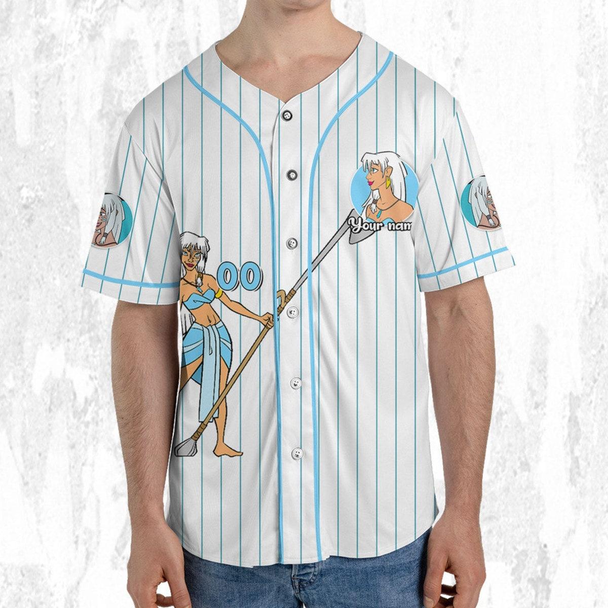 Mckenzieshoponline Disney Atlantis Princess Kida Nedakh White Cyan Personalized Baseball Jersey For Fans - Image 6
