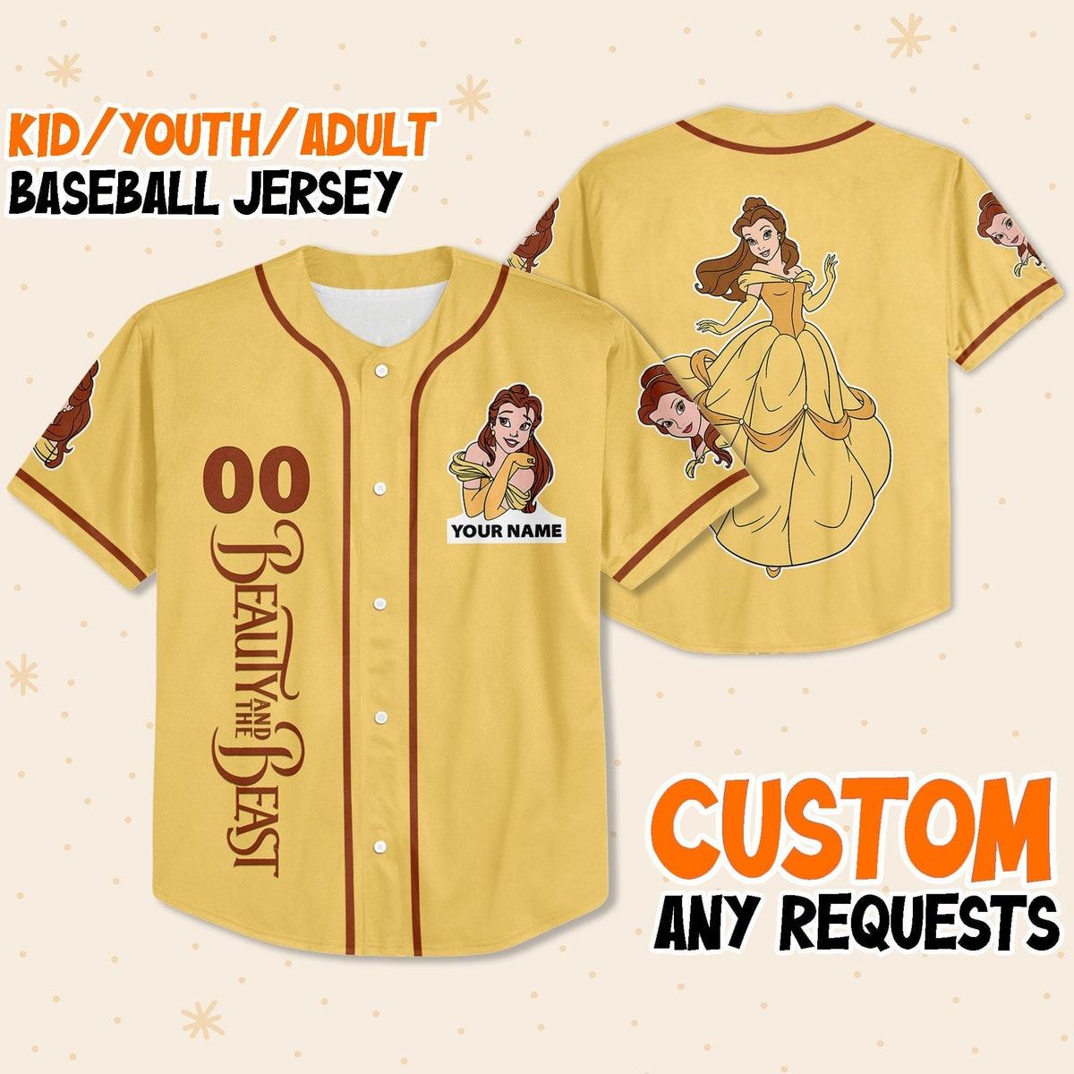 Mckenzieshoponline Disney Beauty And The Beast Prince Simple Yellow Personalized Baseball Jersey For Fans