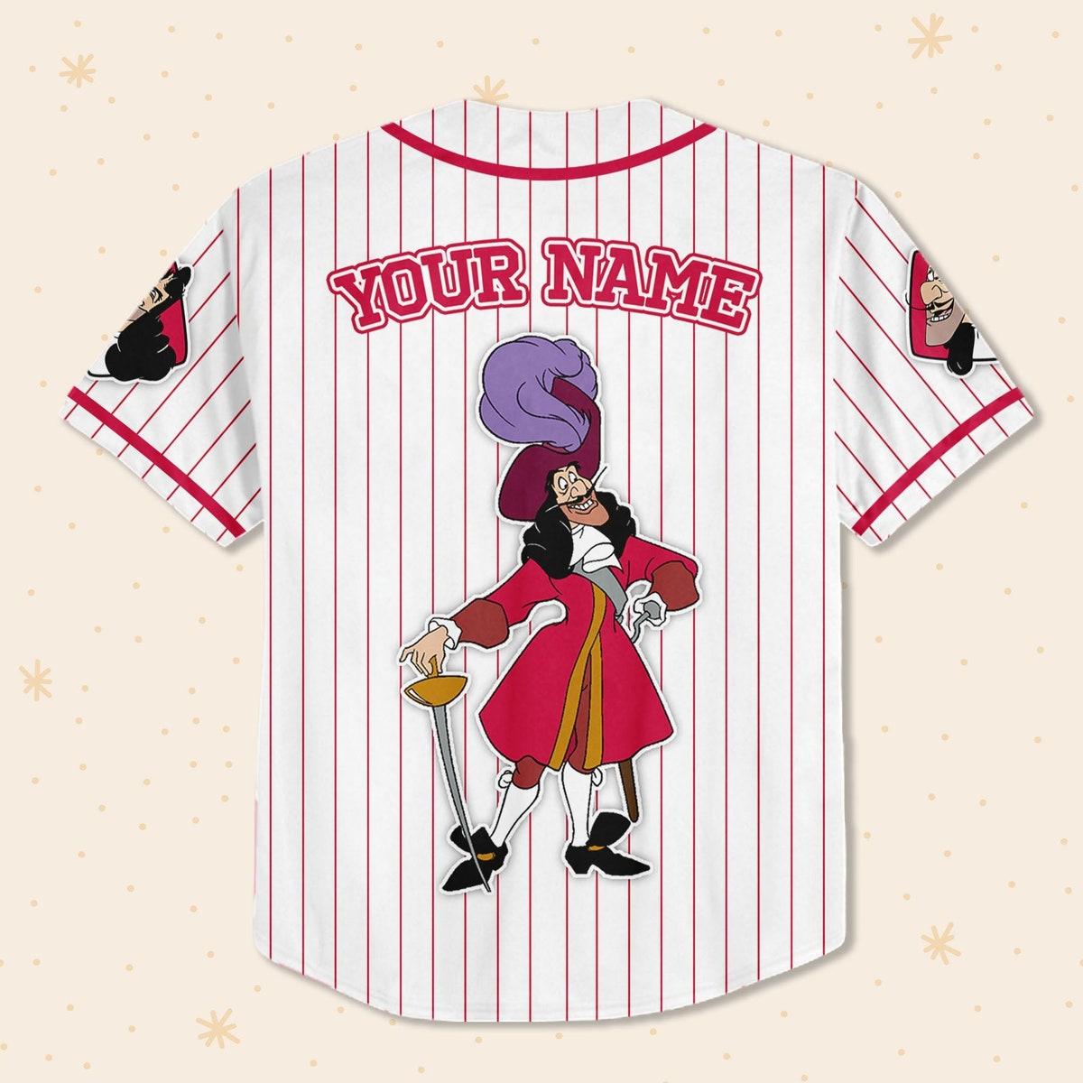 Mckenzieshoponline Disney Captain Hook Simple Stripe Personalized Baseball Jersey For Fans - Image 4