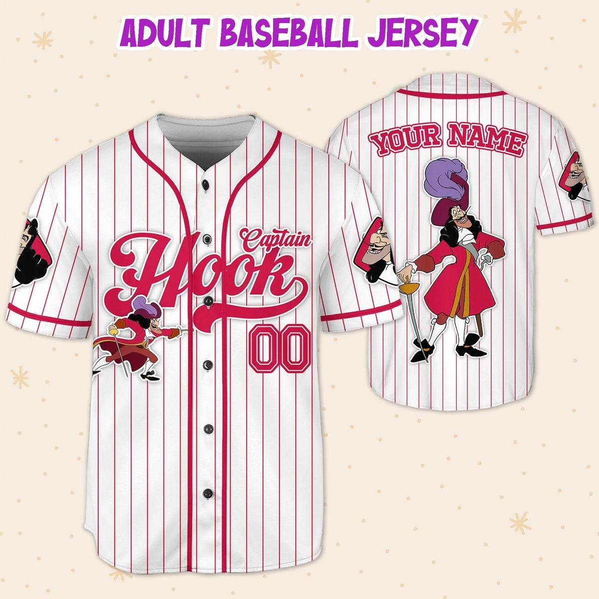 Mckenzieshoponline Disney Captain Hook Simple Stripe Personalized Baseball Jersey For Fans - Image 6