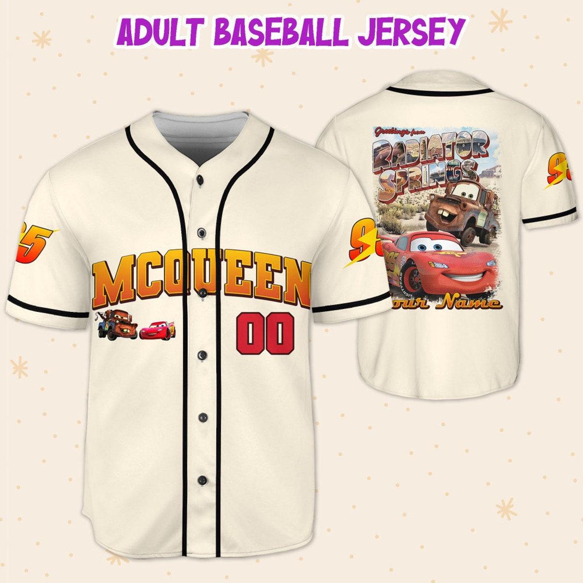 Mckenzieshoponline Disney Cars Greetings From Radiator Springs Personalized Baseball Jersey For Fans - Image 6