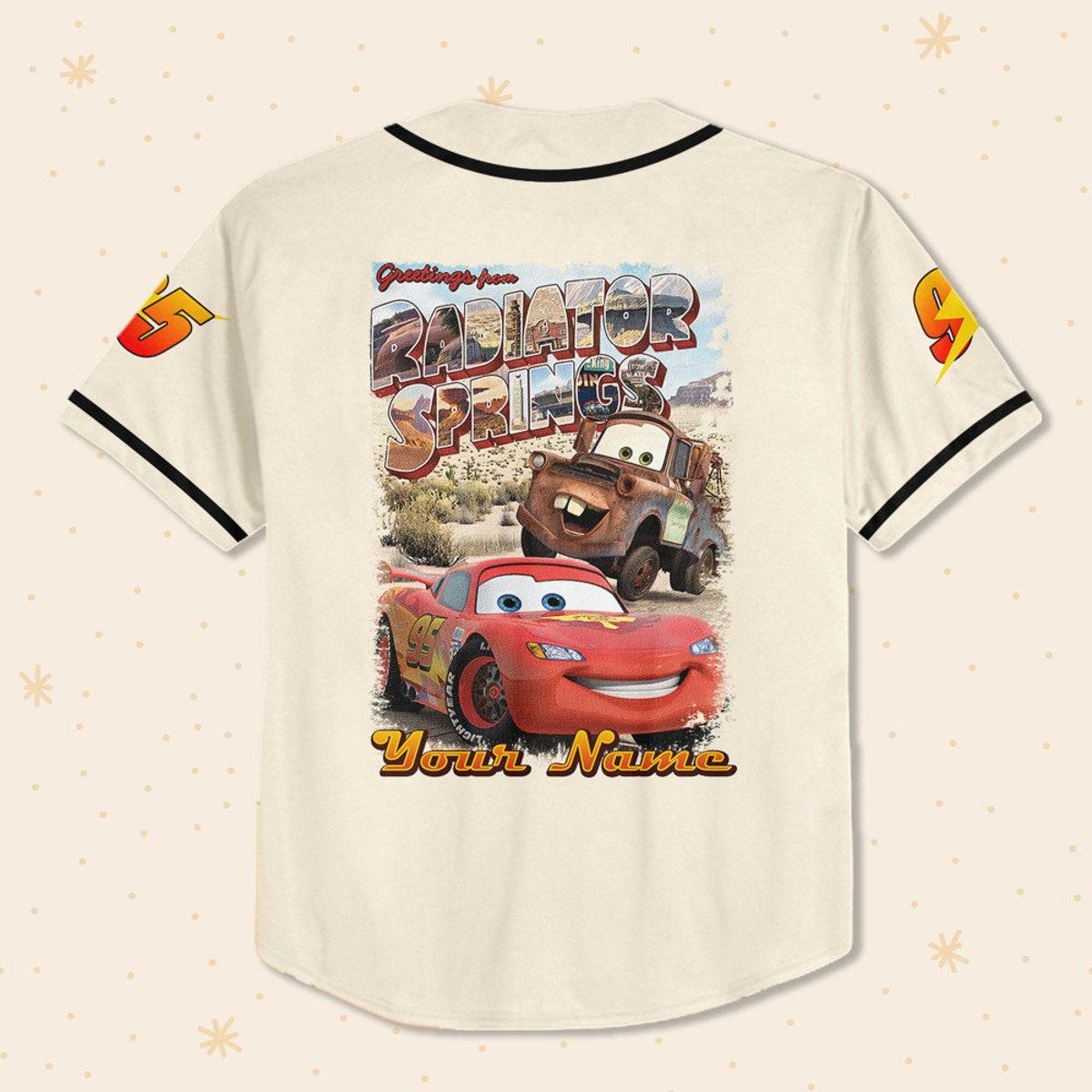 Mckenzieshoponline Disney Cars Greetings From Radiator Springs Personalized Baseball Jersey For Fans - Image 4