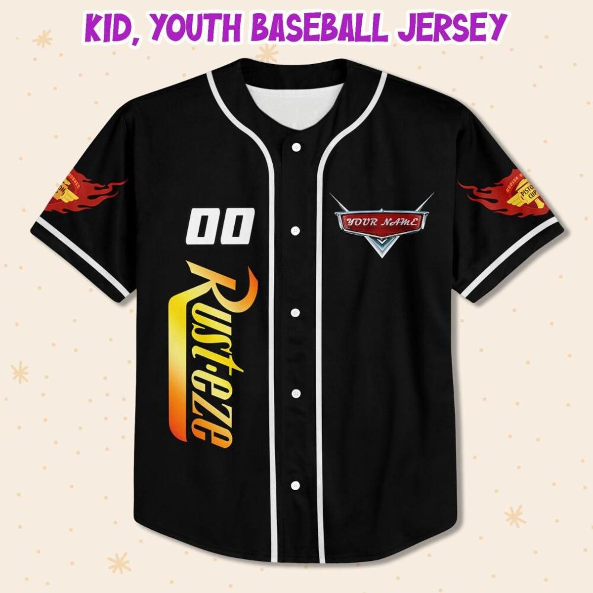 Mckenzieshoponline Disney Cars Lightning Mcqueen Black White Personalized Baseball Jersey For Fans - Image 3