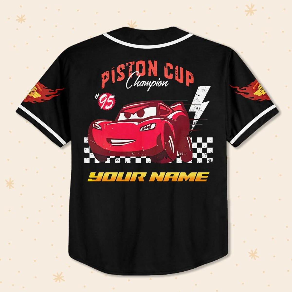 Mckenzieshoponline Disney Cars Lightning Mcqueen Black White Personalized Baseball Jersey For Fans - Image 4