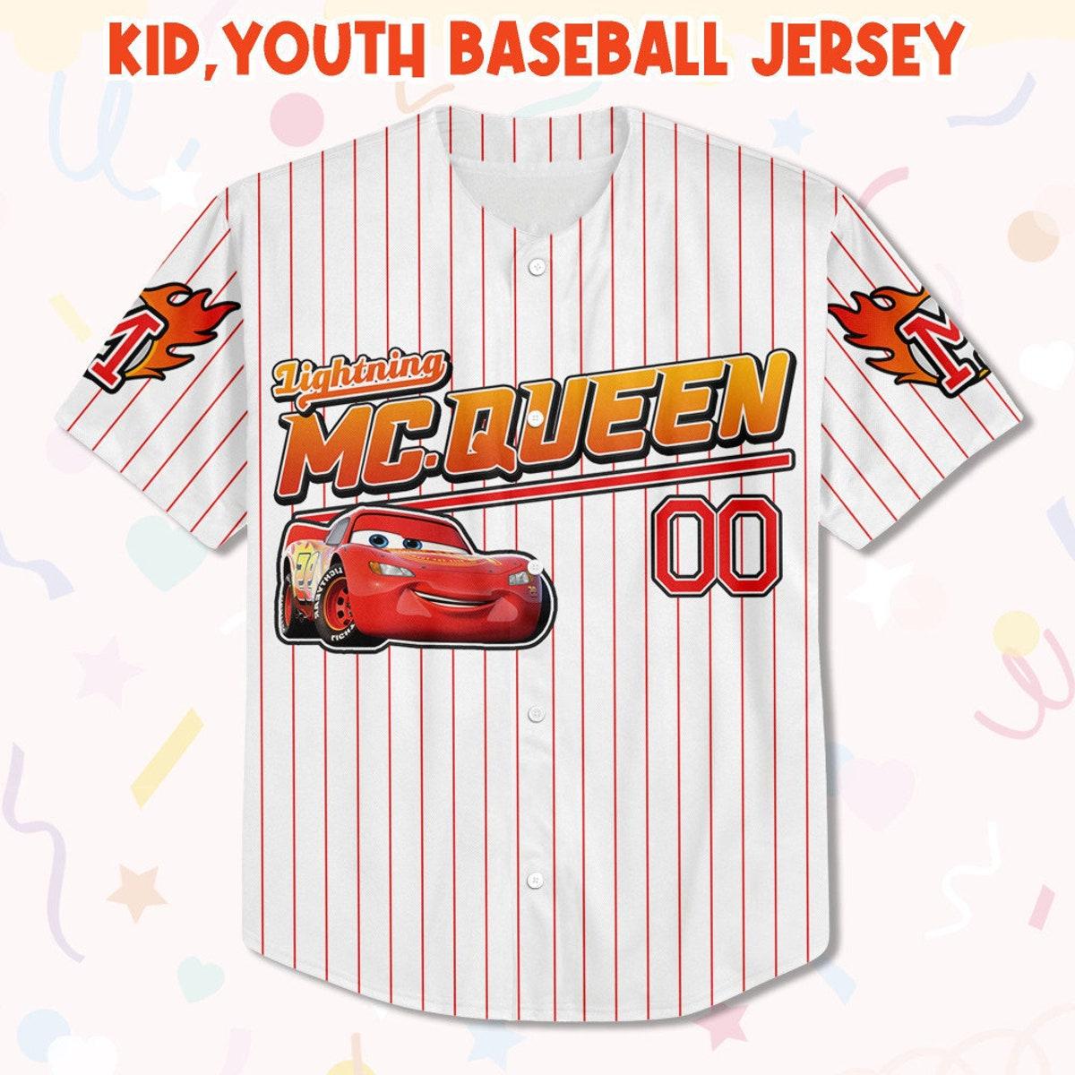 Mckenzieshoponline Disney Cars Lightning Mcqueen Collection Awesome Personalized Baseball Jersey For Fans - Image 3