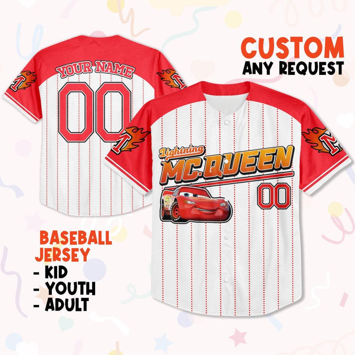 Mckenzieshoponline Disney Cars Lightning Mcqueen Collection Awesome Personalized Baseball Jersey For Fans - Image 2
