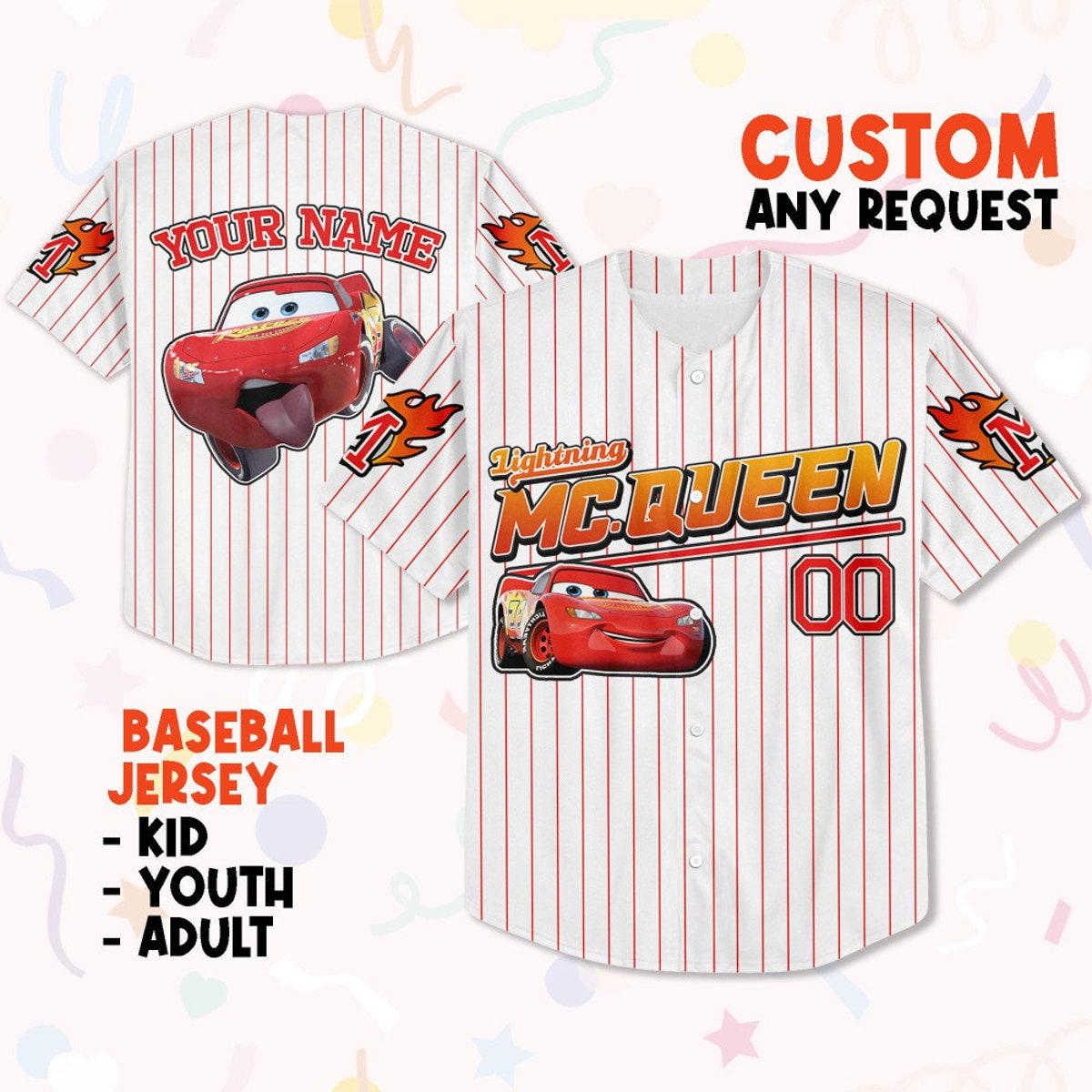 Mckenzieshoponline Disney Cars Lightning Mcqueen Collection Awesome Personalized Baseball Jersey For Fans - Image 2