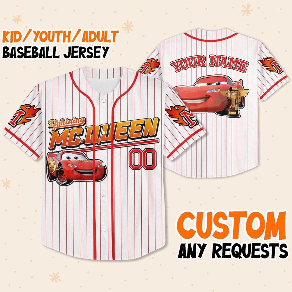 Mckenzieshoponline Disney Cars Lightning Mcqueen Personalized Baseball Jersey For Fans