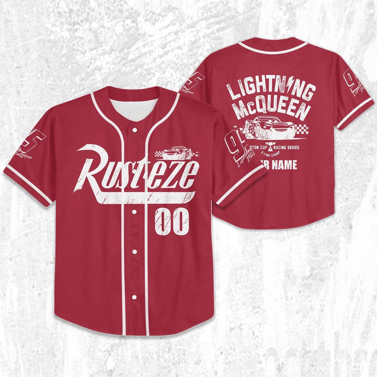 Mckenzieshoponline Disney Cars Lightning Mcqueen Racing Series Red Personalized Baseball Jersey For Fans - Image 3