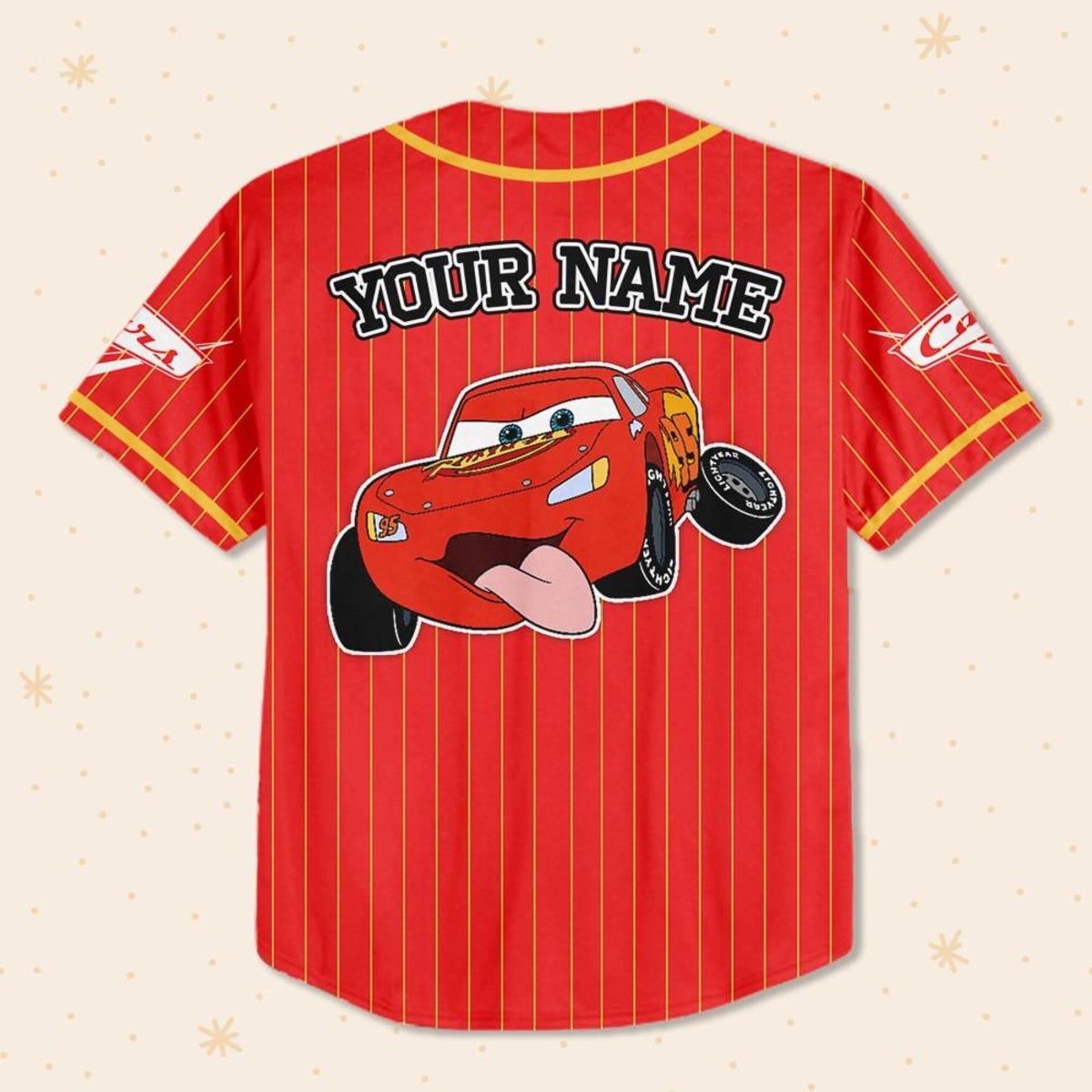 Mckenzieshoponline Disney Cars Lightning Mcqueen Red Simple Personalized Baseball Jersey For Fans - Image 4