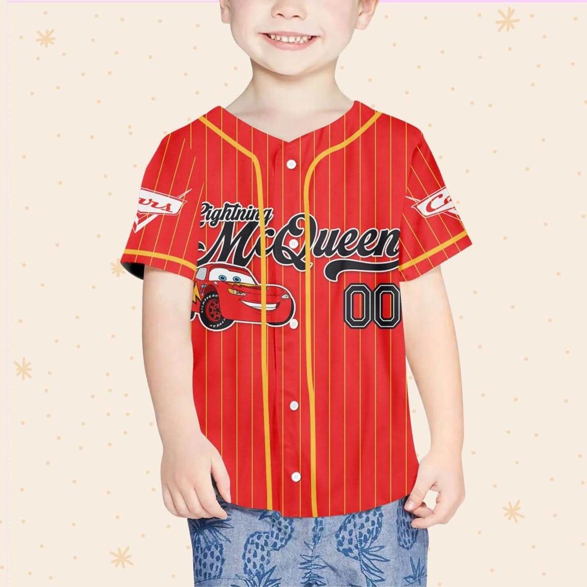 Mckenzieshoponline Disney Cars Lightning Mcqueen Red Simple Personalized Baseball Jersey For Fans - Image 5