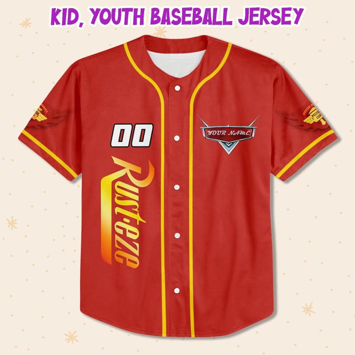 Mckenzieshoponline Disney Cars Lightning Mcqueen Red Yellow Personalized Baseball Jersey For Fans - Image 3