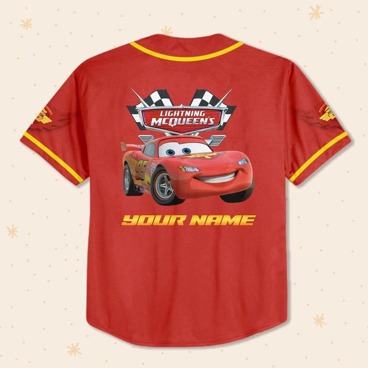 Mckenzieshoponline Disney Cars Lightning Mcqueen Red Yellow Personalized Baseball Jersey For Fans - Image 4