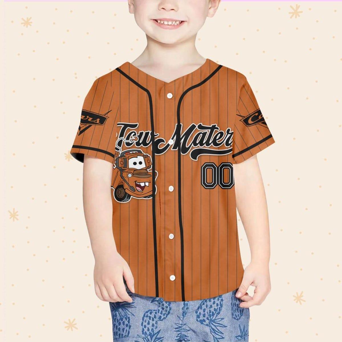 Mckenzieshoponline Disney Cars Lightning Tow Mater Brown Simple Personalized Baseball Jersey For Fans - Image 5