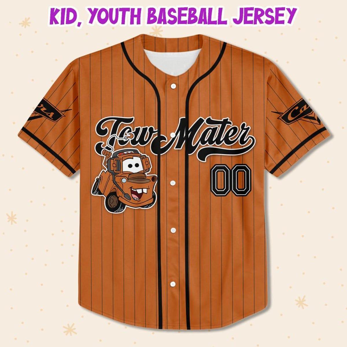 Mckenzieshoponline Disney Cars Lightning Tow Mater Brown Simple Personalized Baseball Jersey For Fans - Image 3
