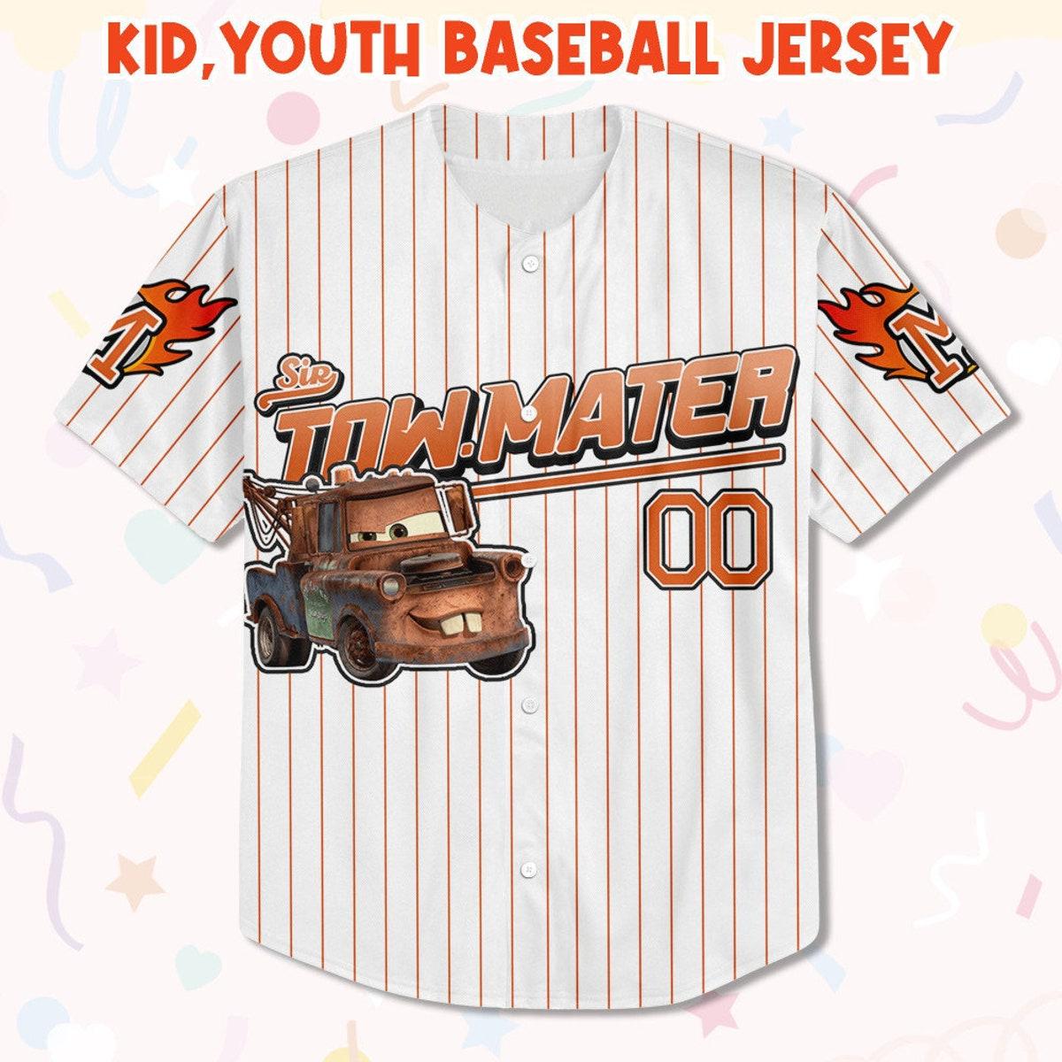 Mckenzieshoponline Disney Cars Lightning Tow Mater Cars Personalized Baseball Jersey For Fans - Image 3