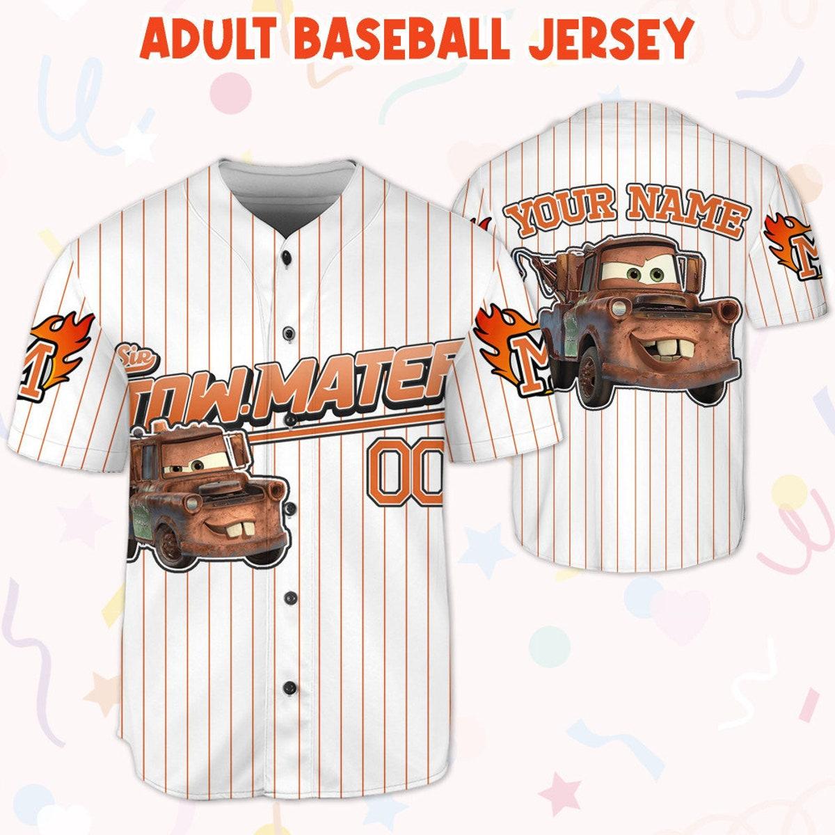 Mckenzieshoponline Disney Cars Lightning Tow Mater Cars Personalized Baseball Jersey For Fans - Image 6