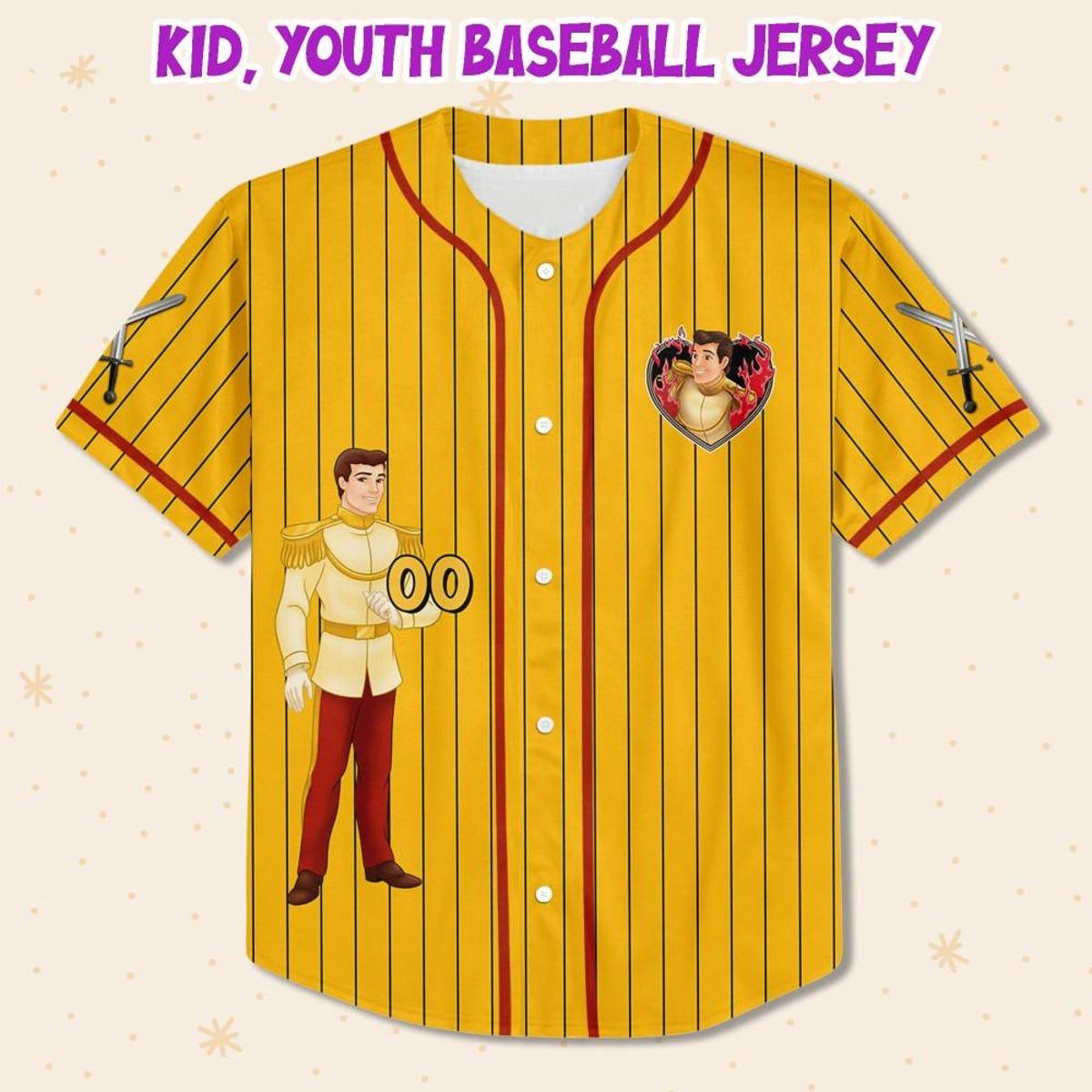 Mckenzieshoponline Disney Cinderella Prince Henry Yellow Red Princess Personalized Baseball Jersey For Fans - Image 3
