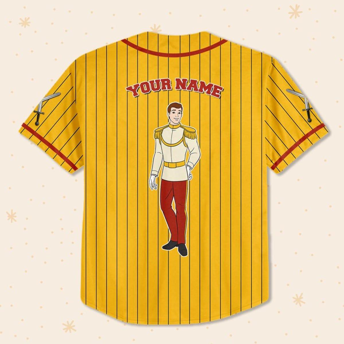 Mckenzieshoponline Disney Cinderella Prince Henry Yellow Red Princess Personalized Baseball Jersey For Fans - Image 4