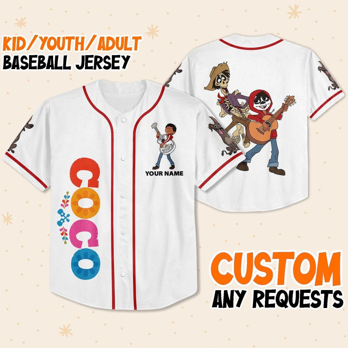 Mckenzieshoponline Disney Coco Simple Name Disney Personalized Baseball Jersey For Fans